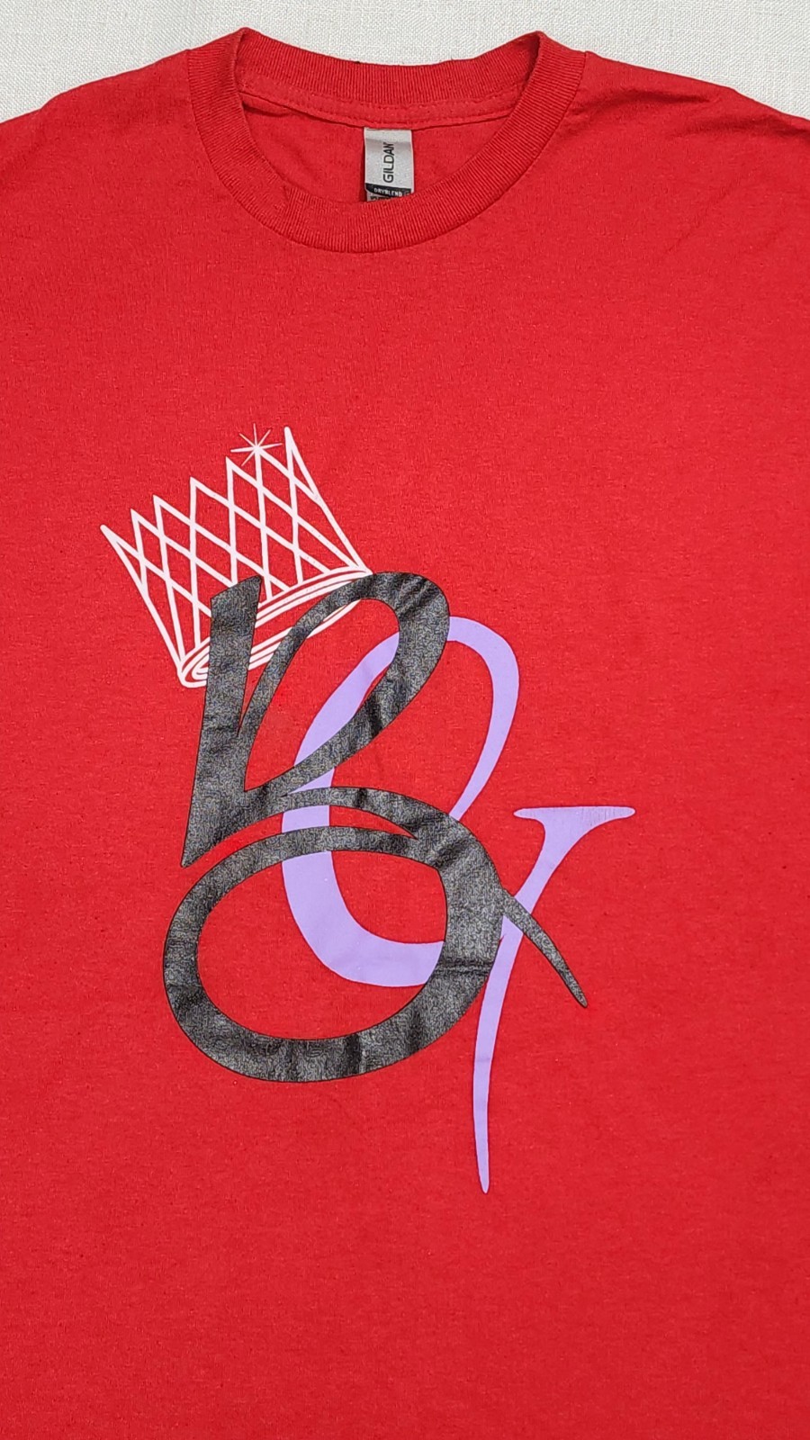 Gildan M Red Crew Neck Tee T-Shirt BG Crown Graphic Print Short Sleeves