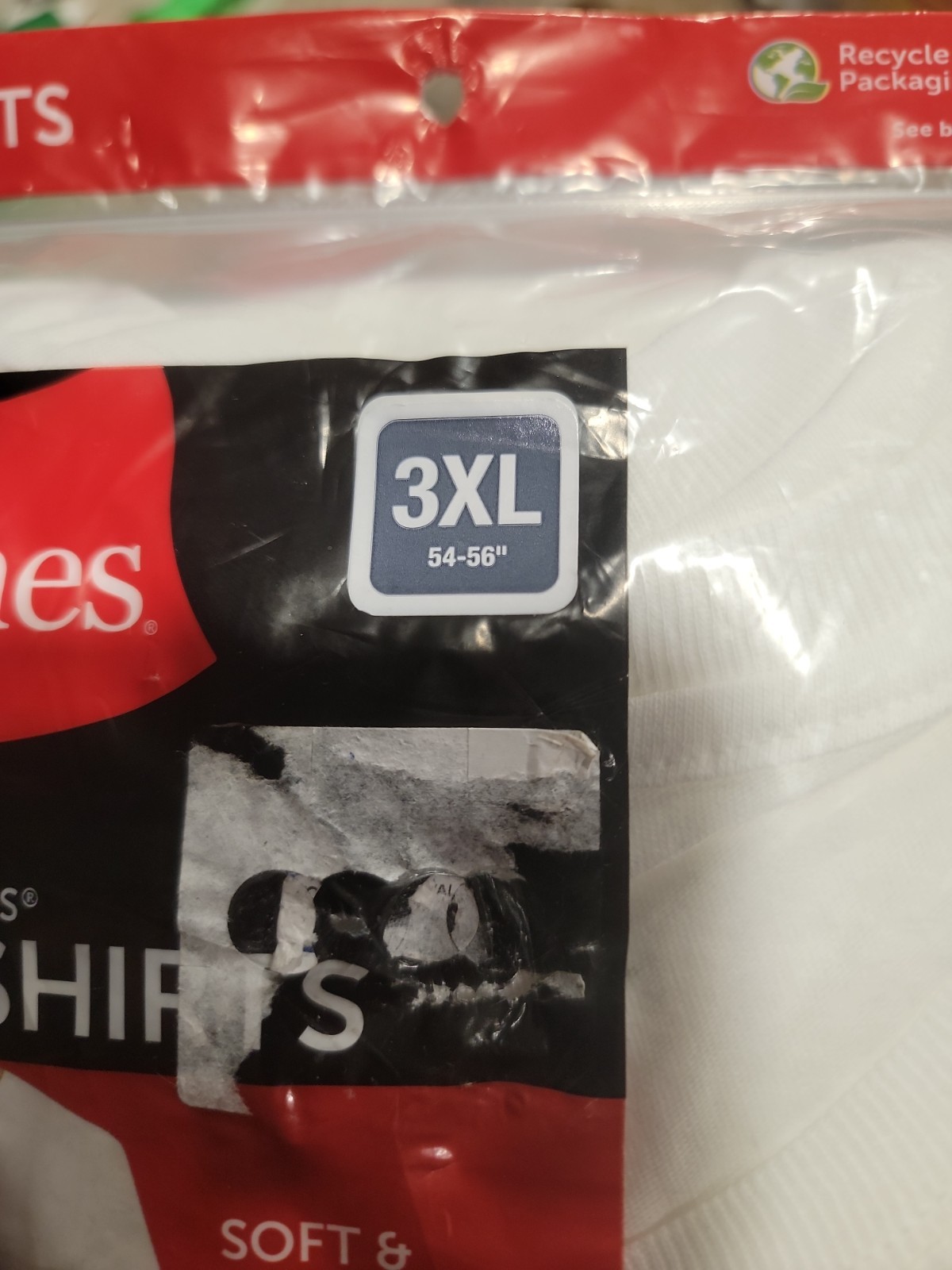 Hanes 3 Pack White Tagless T-Shirts 3XL 54-56 Crew Neck Undershirts NEW
