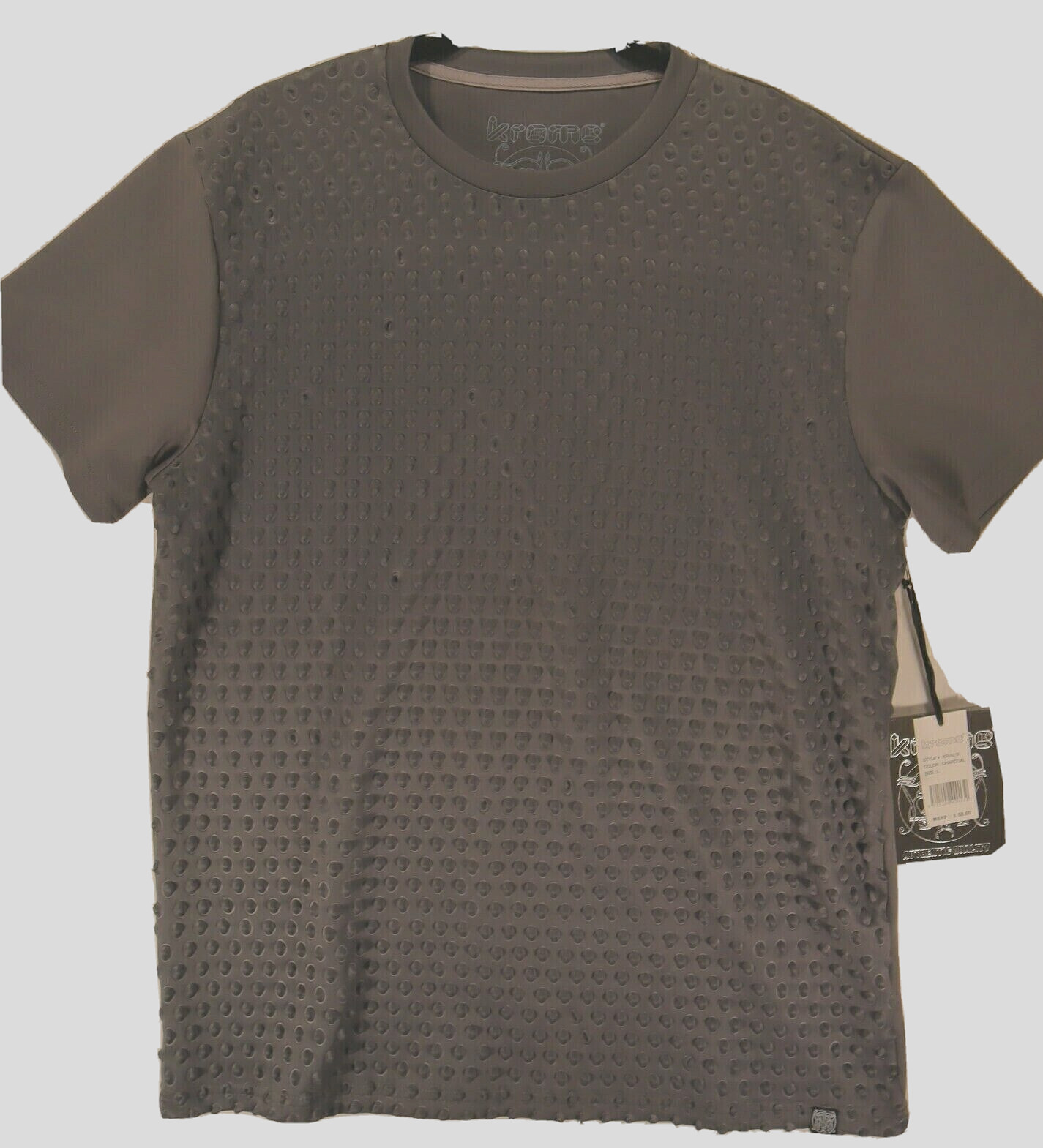 Krome L Mens T Shirt Charcoal Grey Textured Polyester Stretch Rare Textured NWT