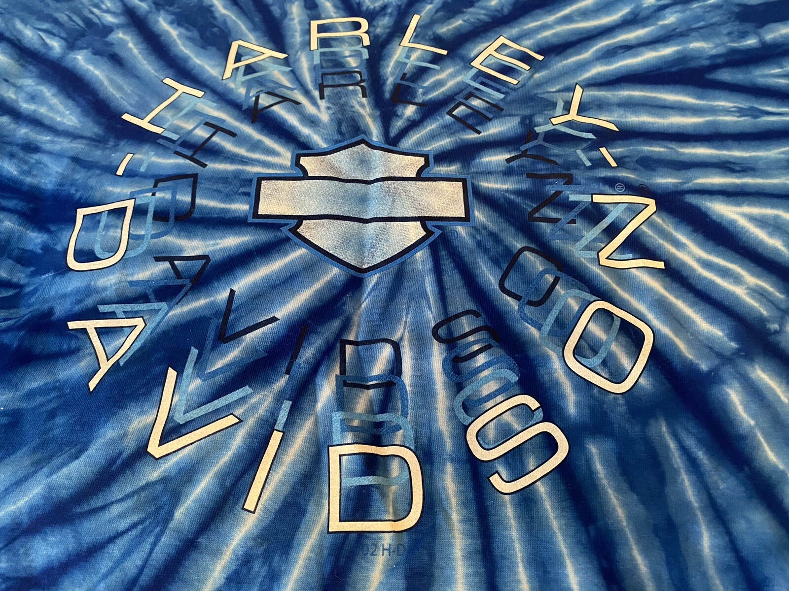 Vintage Harley Davidson Shirt Size Large Blue Tie Dye. Willimantic, CT.
