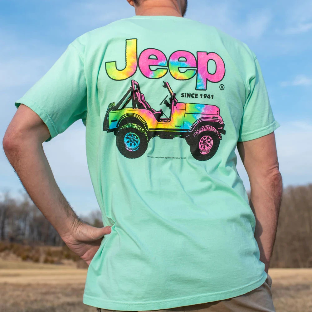 Jeep Beach T-Shirt Tie Dyed CJ comfort Colors Tee Shirt teal – Sizes S/M/XL