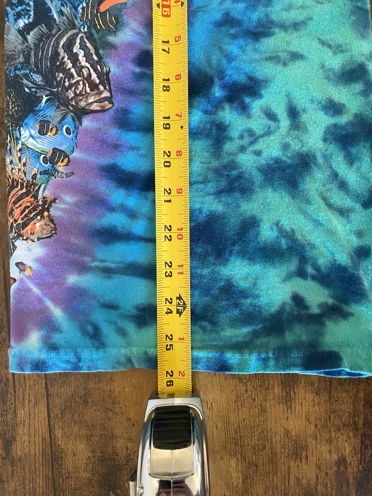 Vintage 90s Y2K Liquid Blue Aquatic Oceanlife Tie Dye Shirt Medium Fish Animals