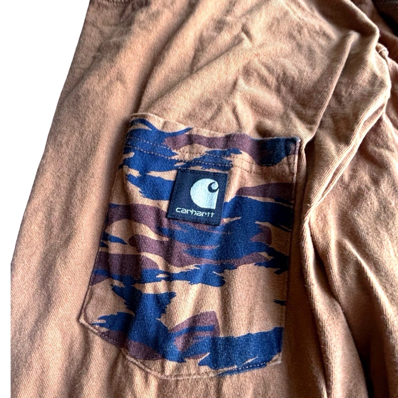 Carhartt Long Sleeve T-Shirt Bundle Mens 2XL Brown Camo Pocket Distressed 2pk