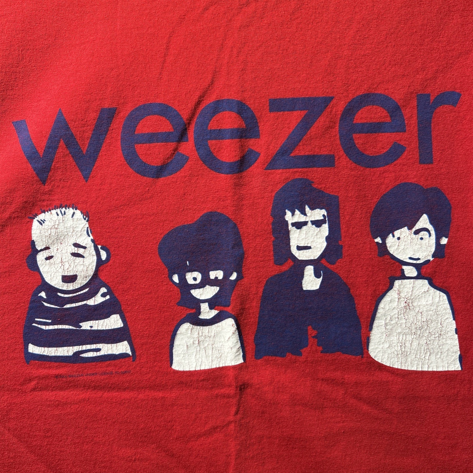 Vintage Weezer Band T Shirt 2000 Red Cartoon Graphic NO TAG Size Large