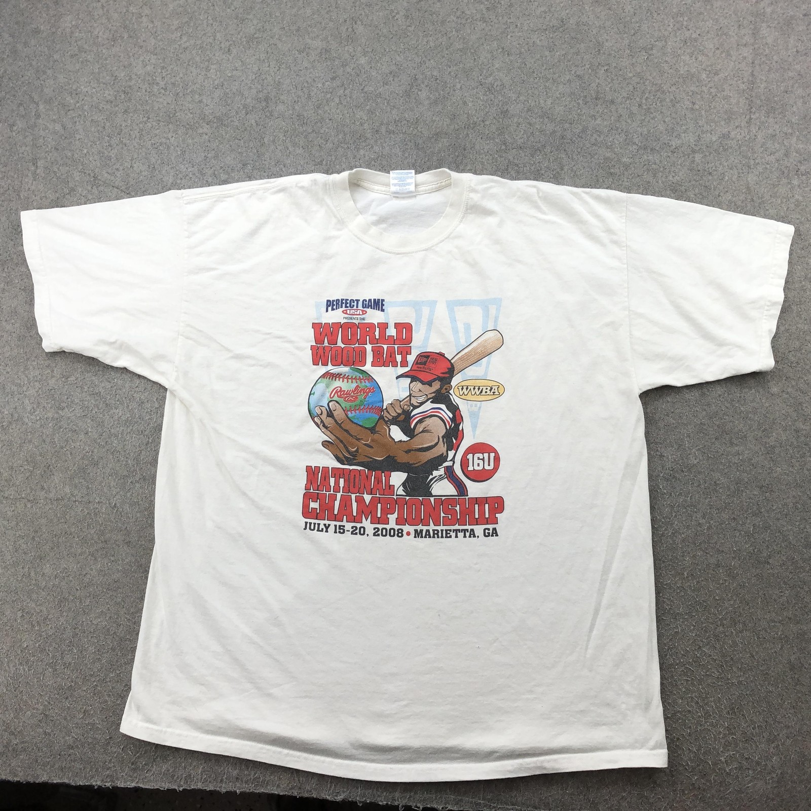 Vintage Baseball Shirt Mens 2XL Perfect Game World Wood Bat 2008 16U Marietta GA