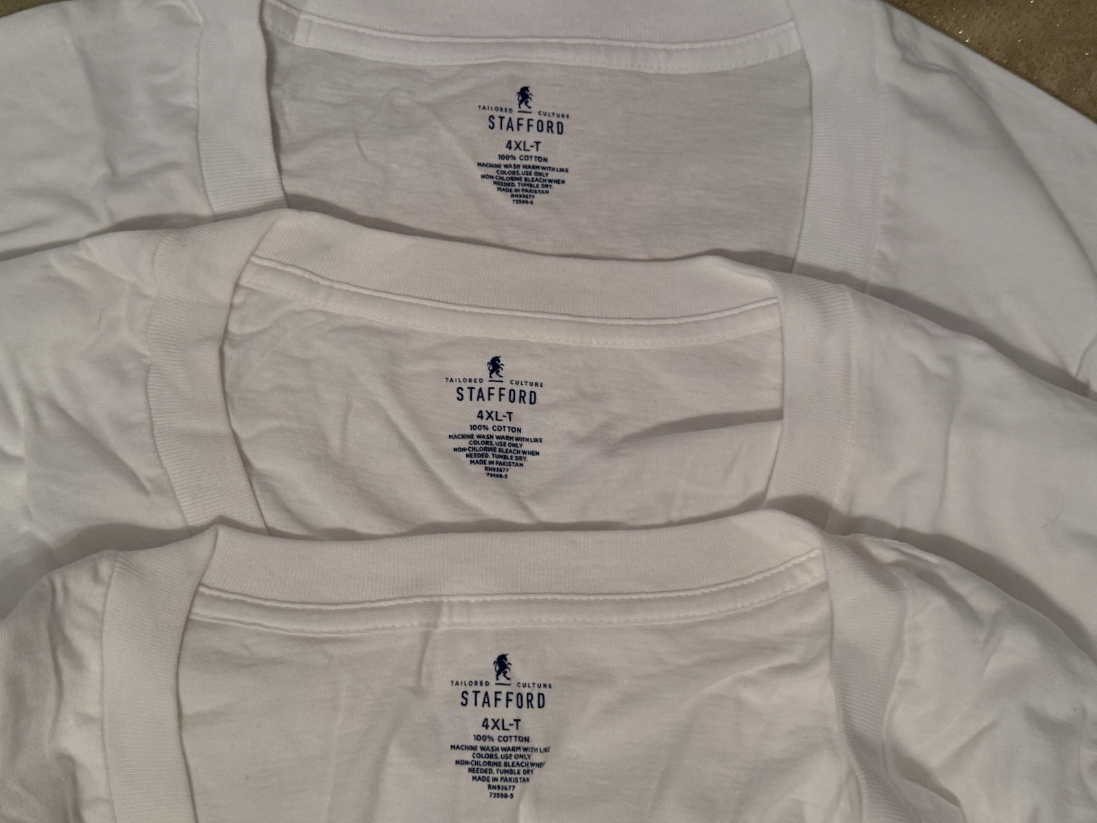 NWD Stafford 3 Pack V-Neck 100% Cotton T-Shirts White Size 4XL-T” (58”-60″)