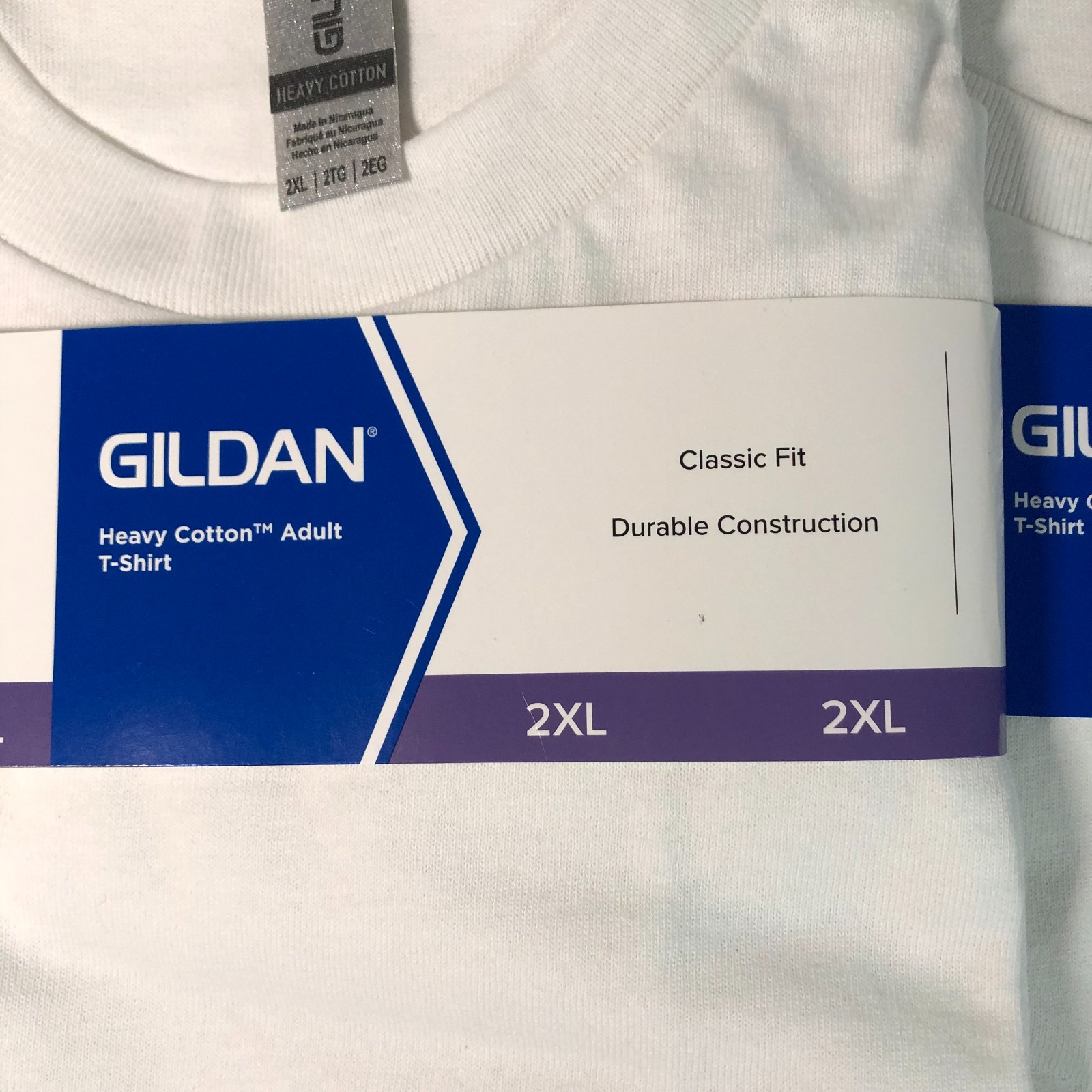 Gildan Mens Heavy Cotton (LOT Of 2) White 2XL Plain Adult T-Shirt Tee G5000 XXL