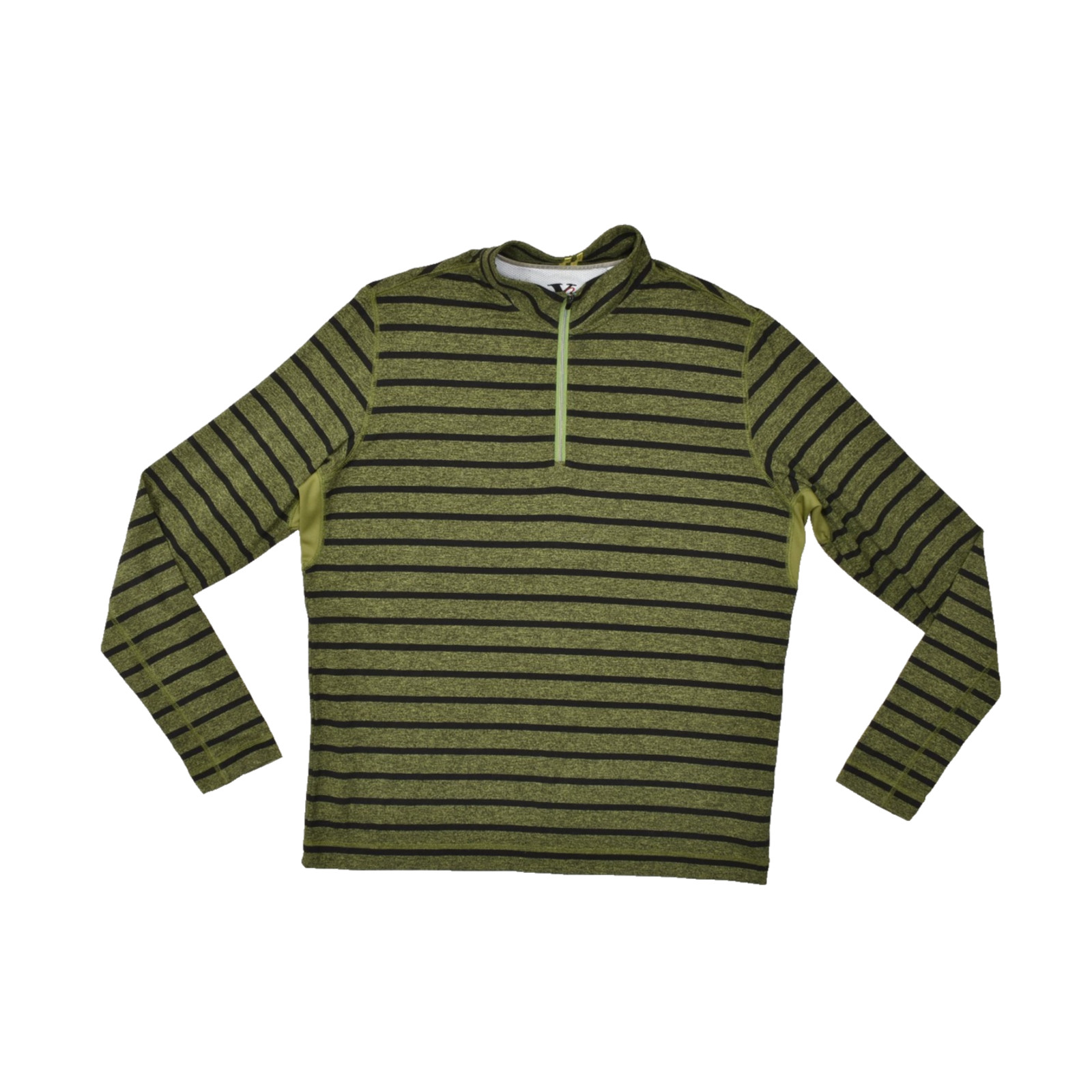 Robert Graham Shirt Mens Large Green Black Striped Performance 1/4 Zip Pullover