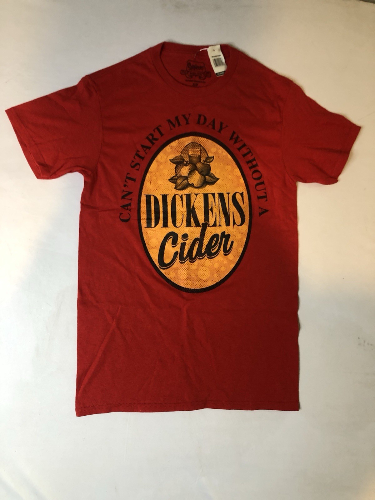 Can’t Start my Day Without A Dickens Cider T-Shirt Logo Graphic Size S