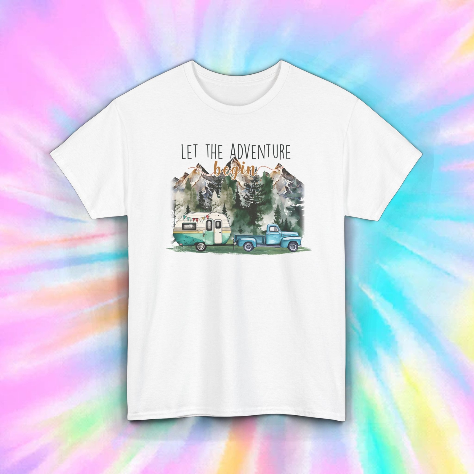 Let the Adventure Begin Camping Shirt S-5XL Outdoor Mountains Camper Truck Tee
