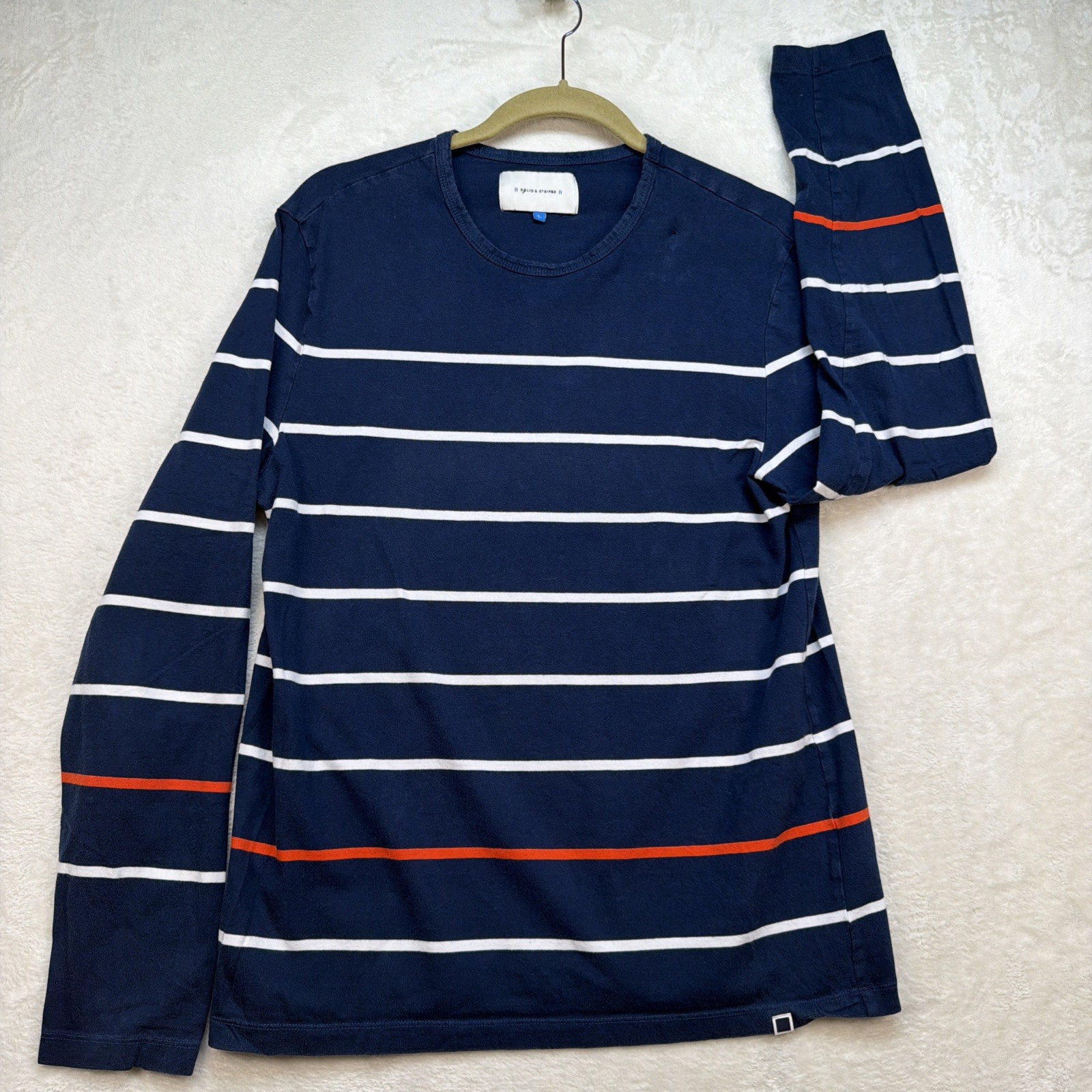 Solid & Striped Shirt Men’s Large Breton Stripe Long Sleeve Coastal Navy Tee