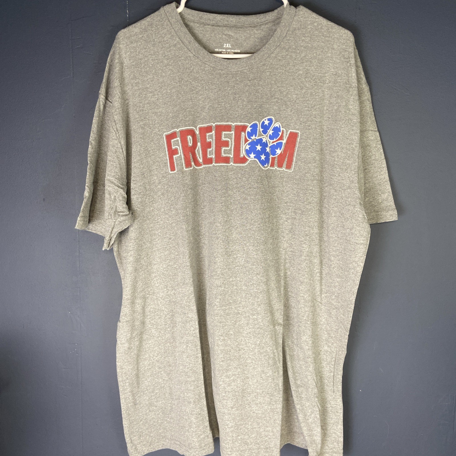 Standard Unisex Non-fitted Tee Shirt Gray Freedom Men’s Large