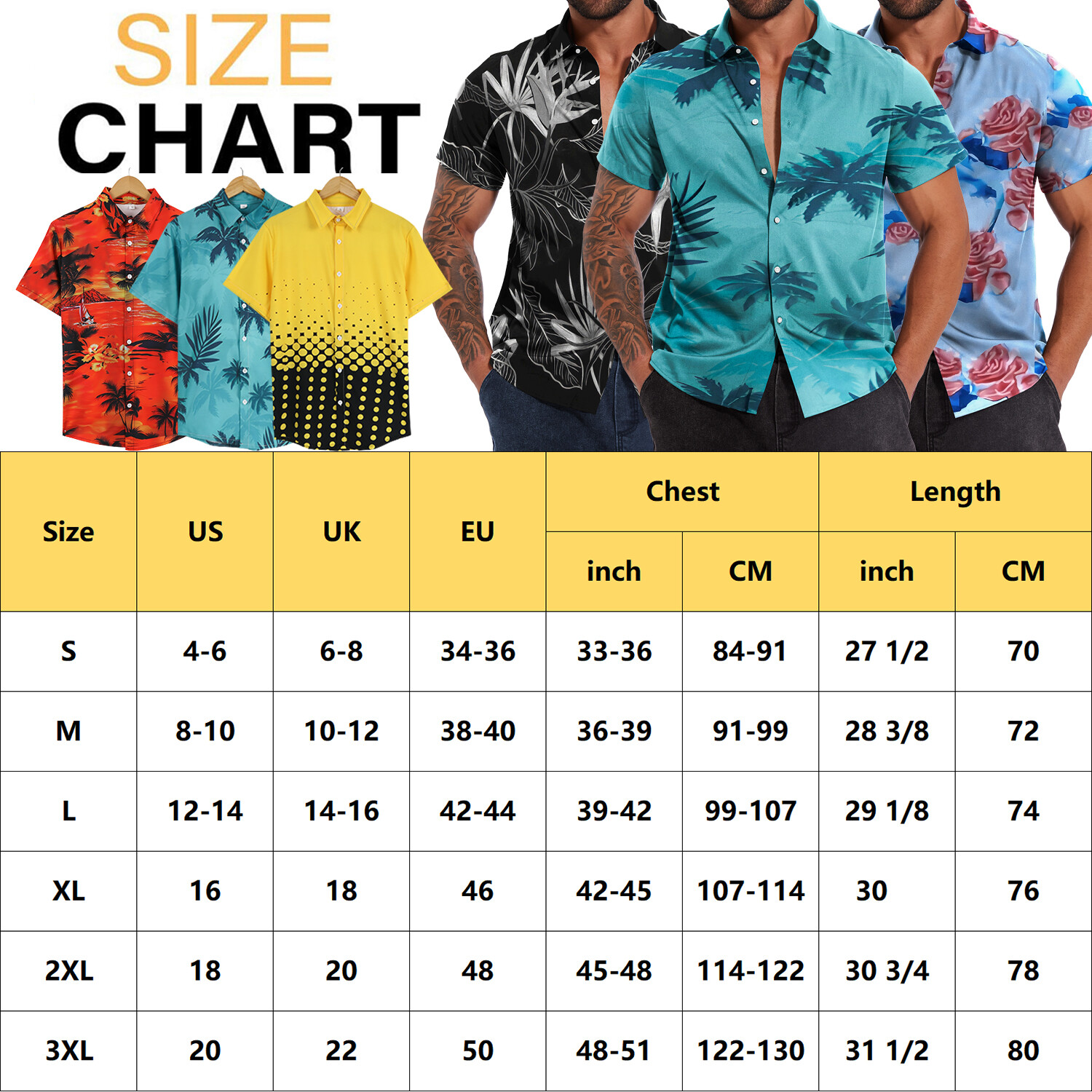 Men Hawaiian Shirts Floral Palm Tree Sunset Surf Beach Party Holiday Stag Dance