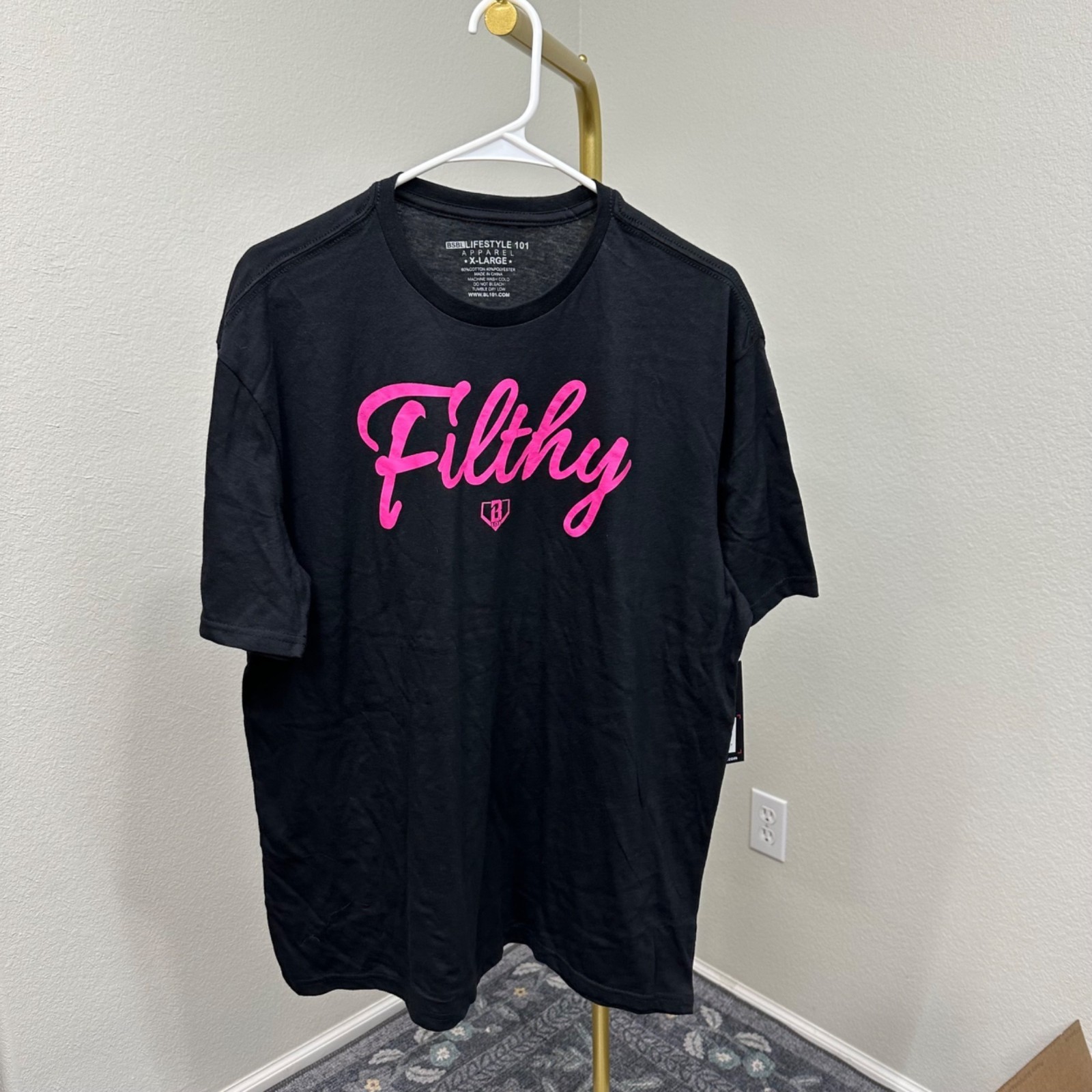 Baseball Lifestyle 101 Filthy Black Short Sleeve Graphic T Shirt Mens XL NEW