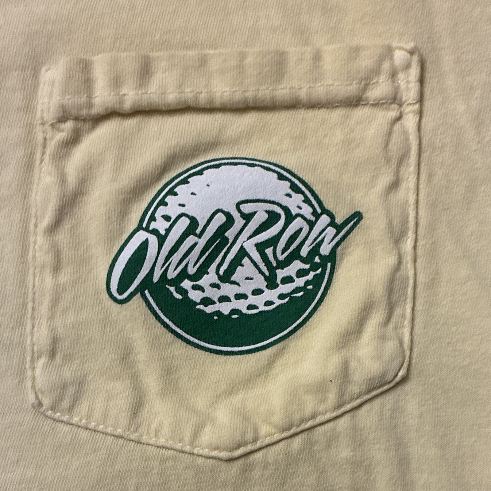 Comfort Colors Mens M Beige Pocket Graphic Bear Golf Cart T-Shirt Cotton