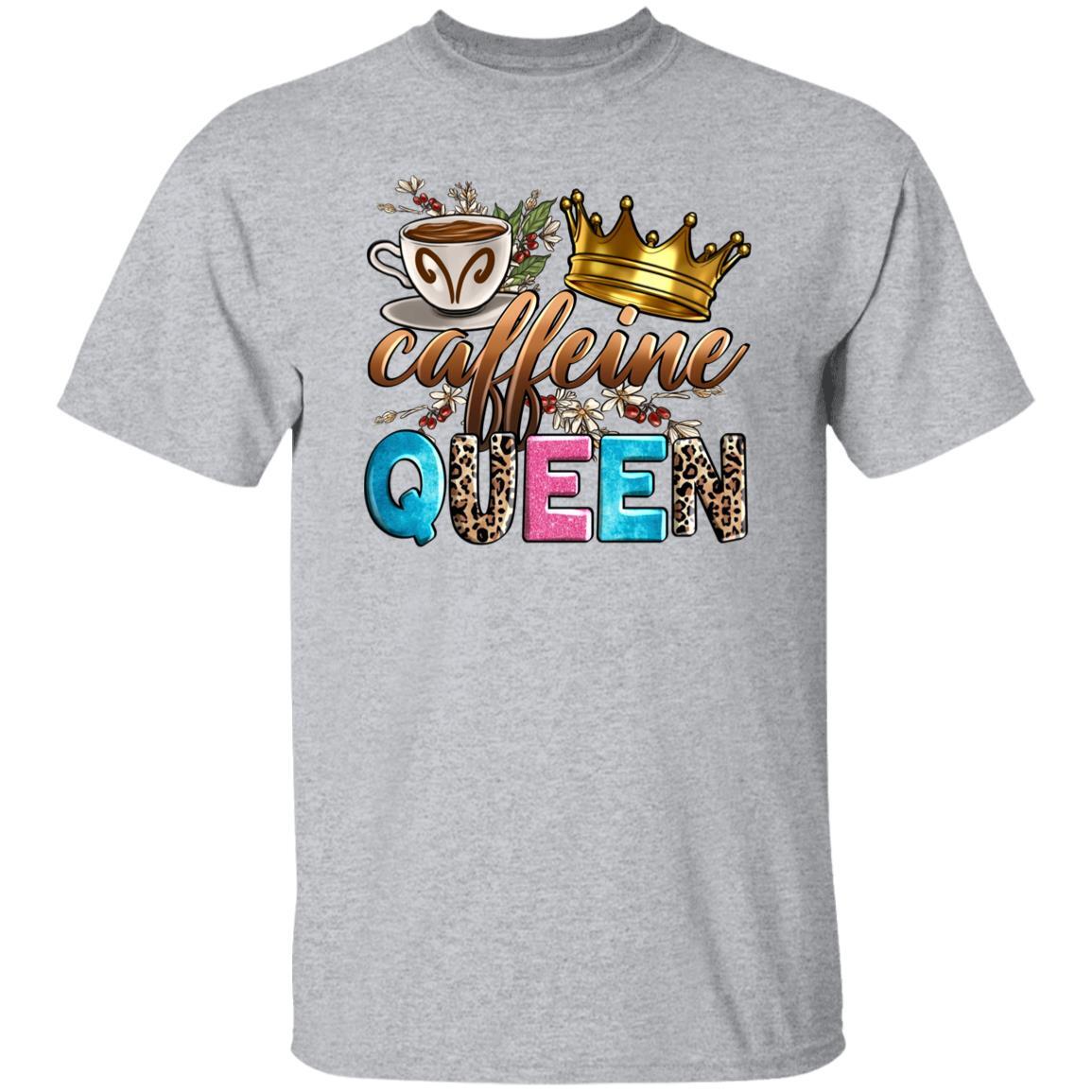 Caffeine queen T-Shirt Coffee shop barista Unisex tee White Sand Sport Grey