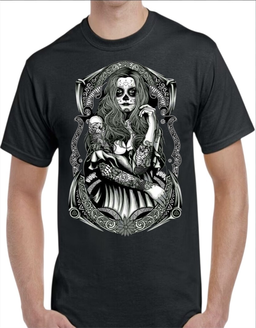Dia De Los Muertos Black Men’s T-Shirt Small To 3X-Large #9