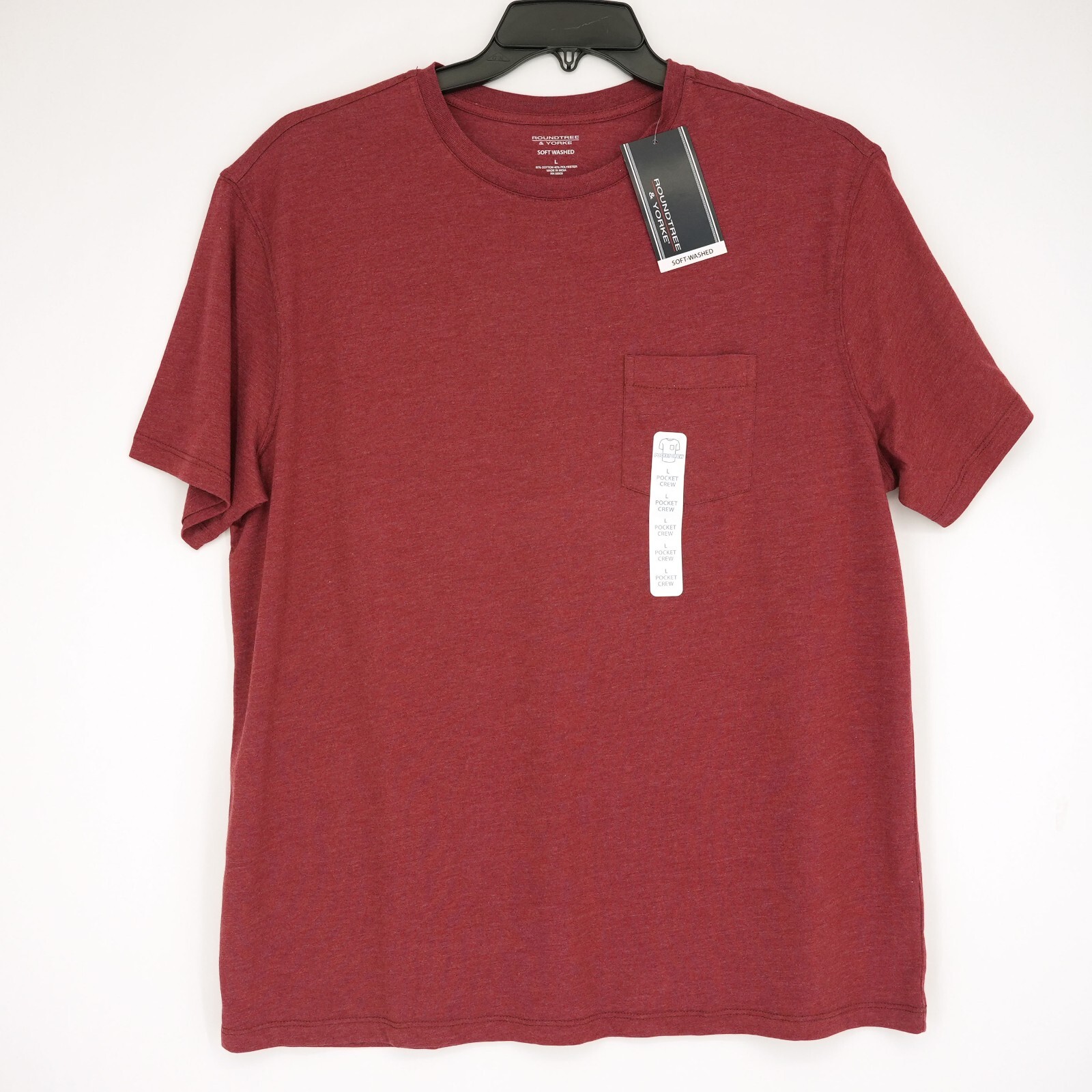 Roundtree & Yorke Men’s Short-Sleeve Shirt L Red Heather Soft-Washed NWT