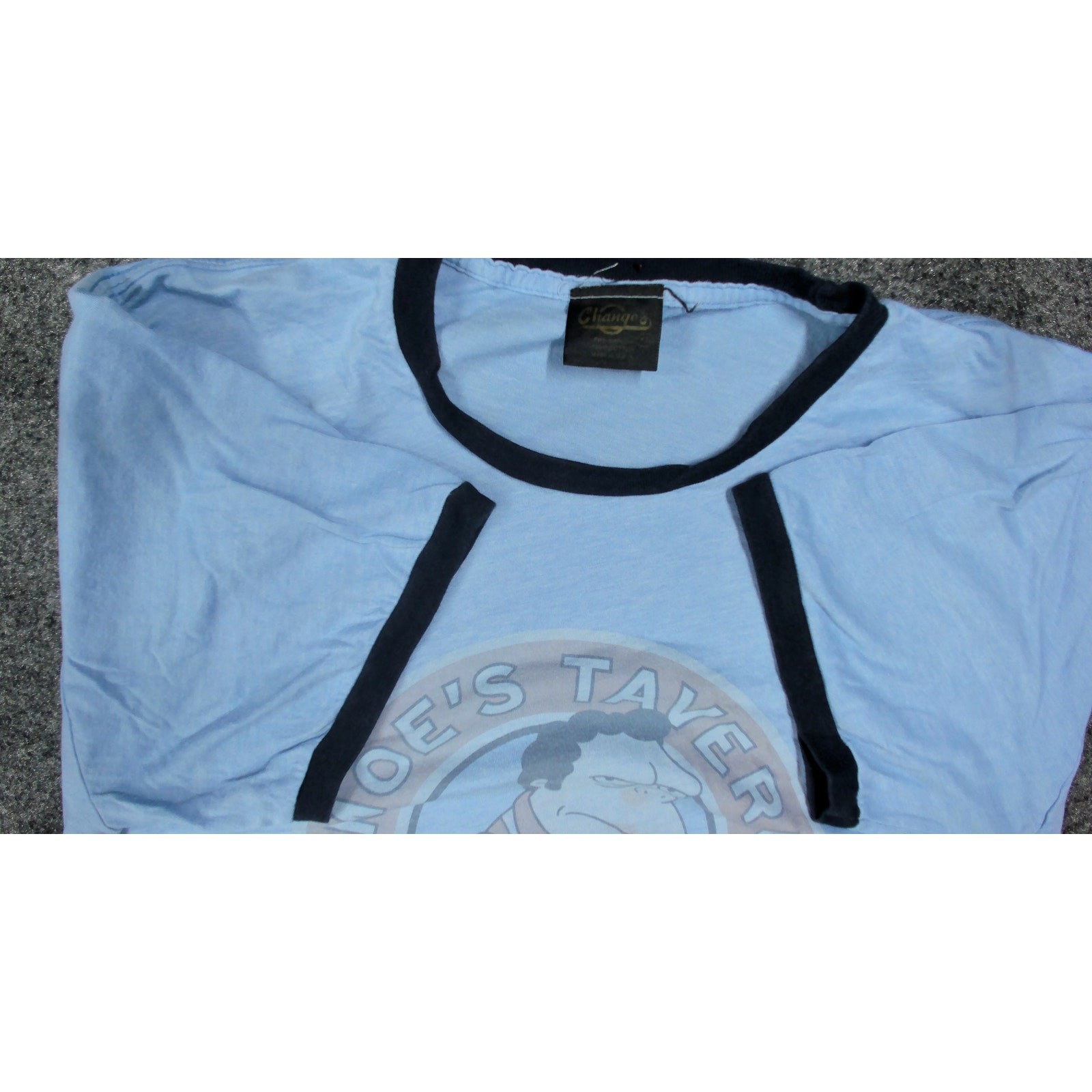 Vintage 2005 The Simpsons Moes Tavern Ringer T Shirt Mens XL Changes Y2K Blue
