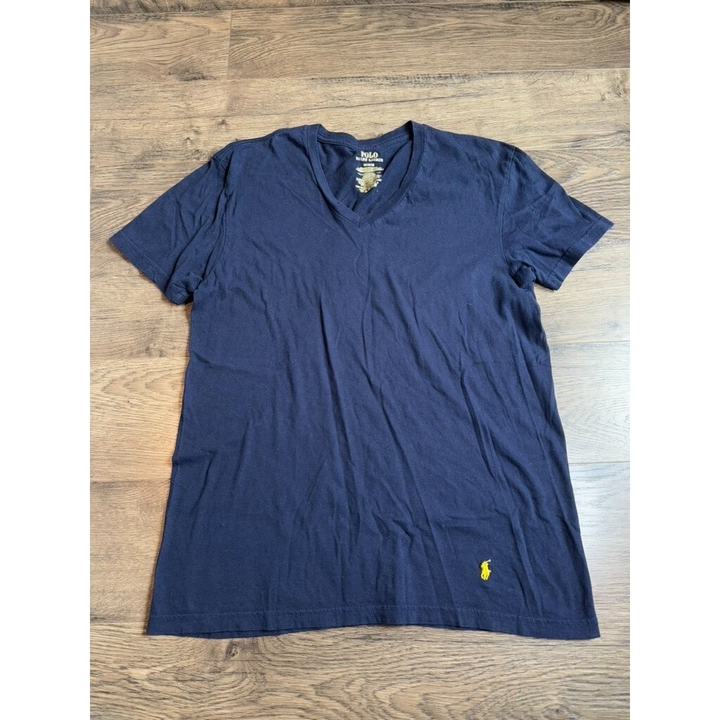 EUC Mens Polo Ralph Lauren v neck slim classic fit cotton blue tshirt size M