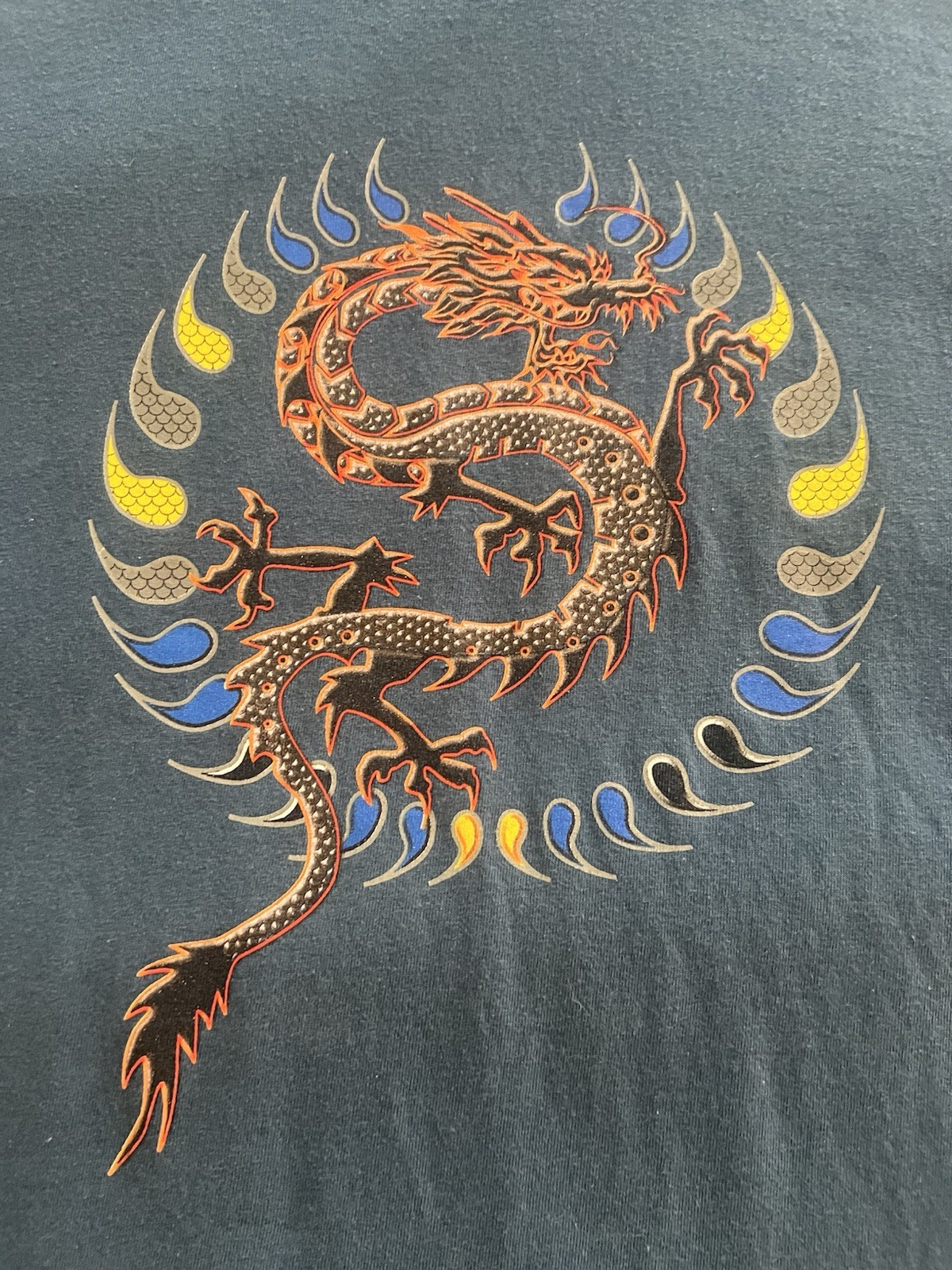 Basic Editions Vintage 1990s Blue Mortal Combat Style Dragon Logo T Shirt Sz XL