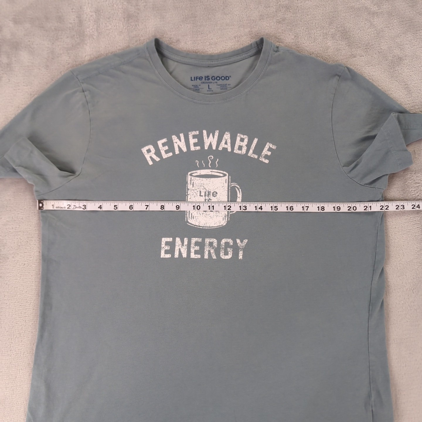 Life is Good T Shirt Coffee Renewable Energy Green Short Sleeve Men Large