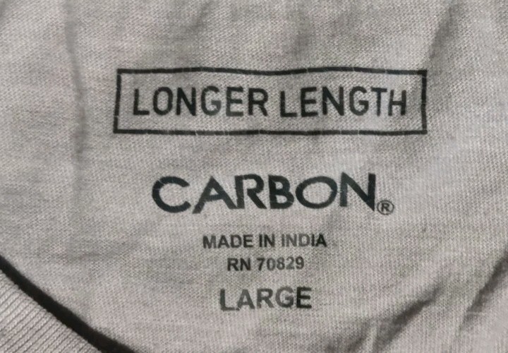 Carbon Grey T-Shirt Men Large Short Sleeve Longer Length Grunge Streetwear Y2K