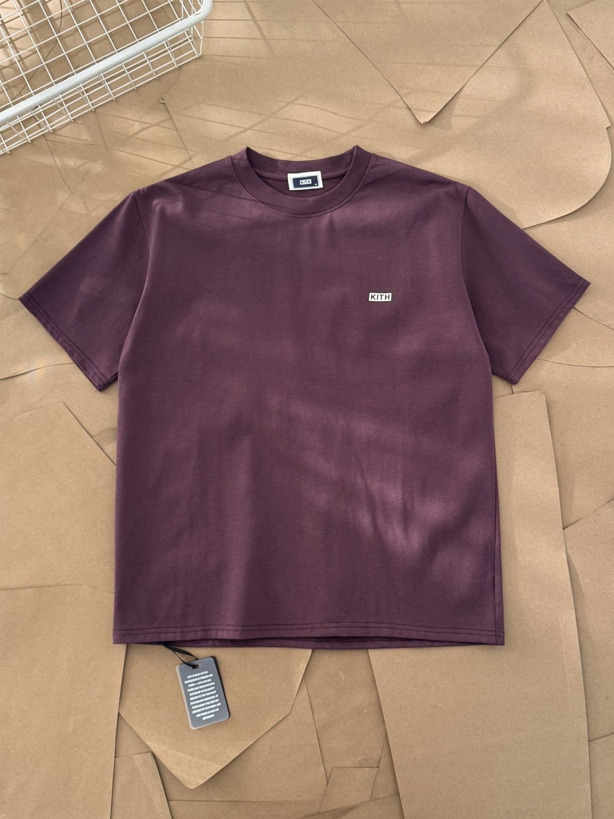 Kith Simple Flocked Small Box Logo Loose Neck Solid Color Short Sleeve Couple