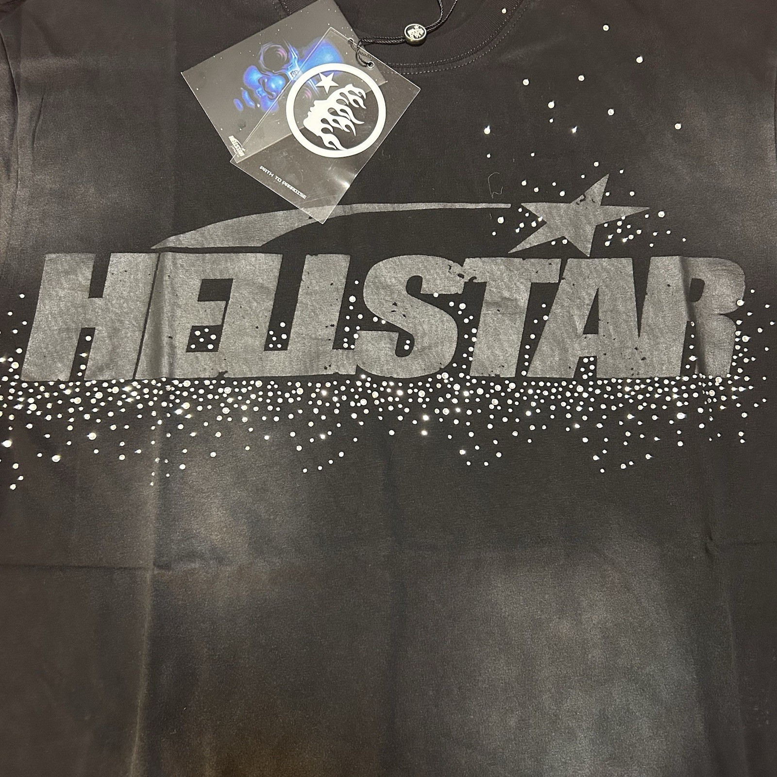 Hellstar Graphic T-Shirt Black Streetwear Sun Star Flare Logo Size M