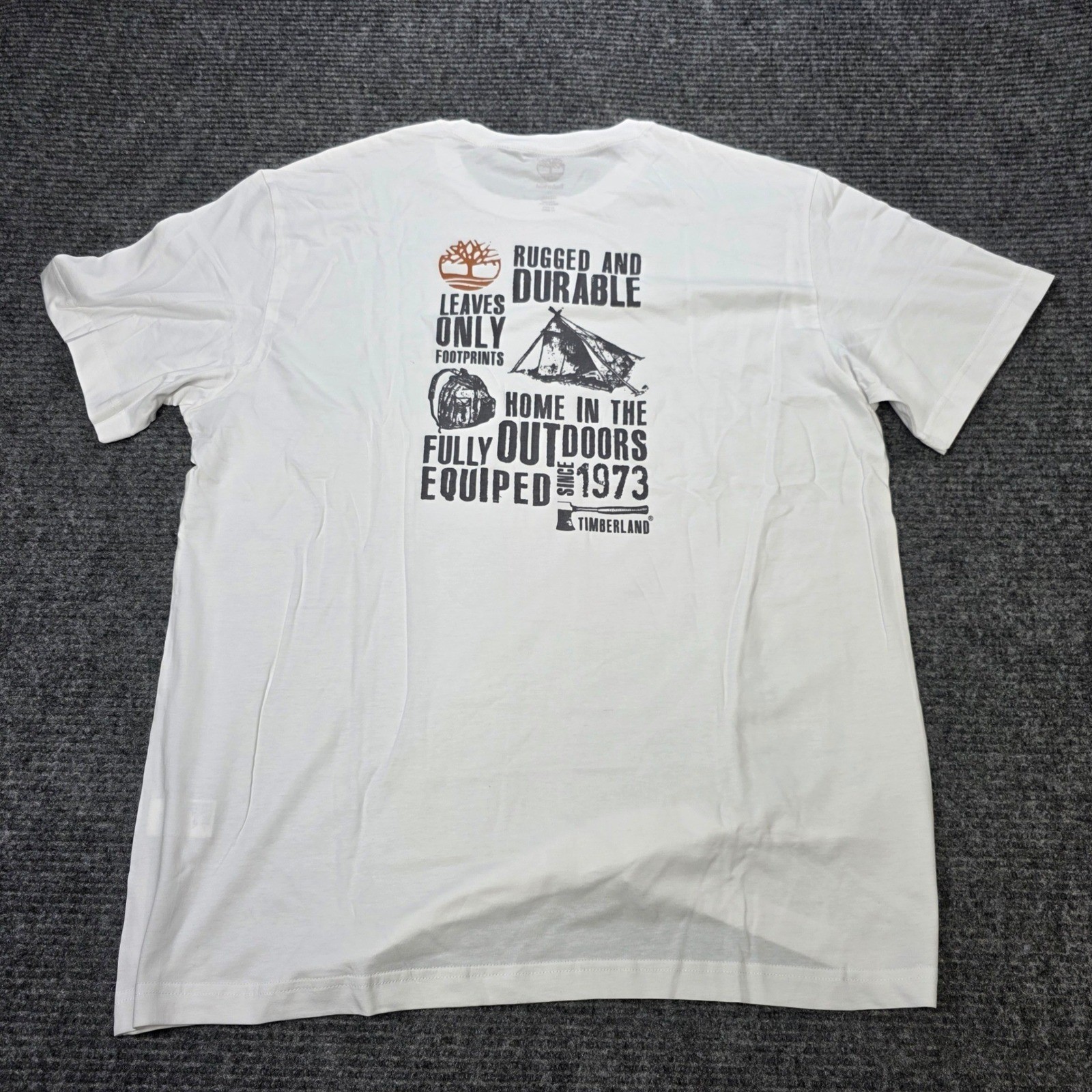 Timberland Rugged and Durable Graphic T-Shirt Men’s Size XL White Outdoors NWT