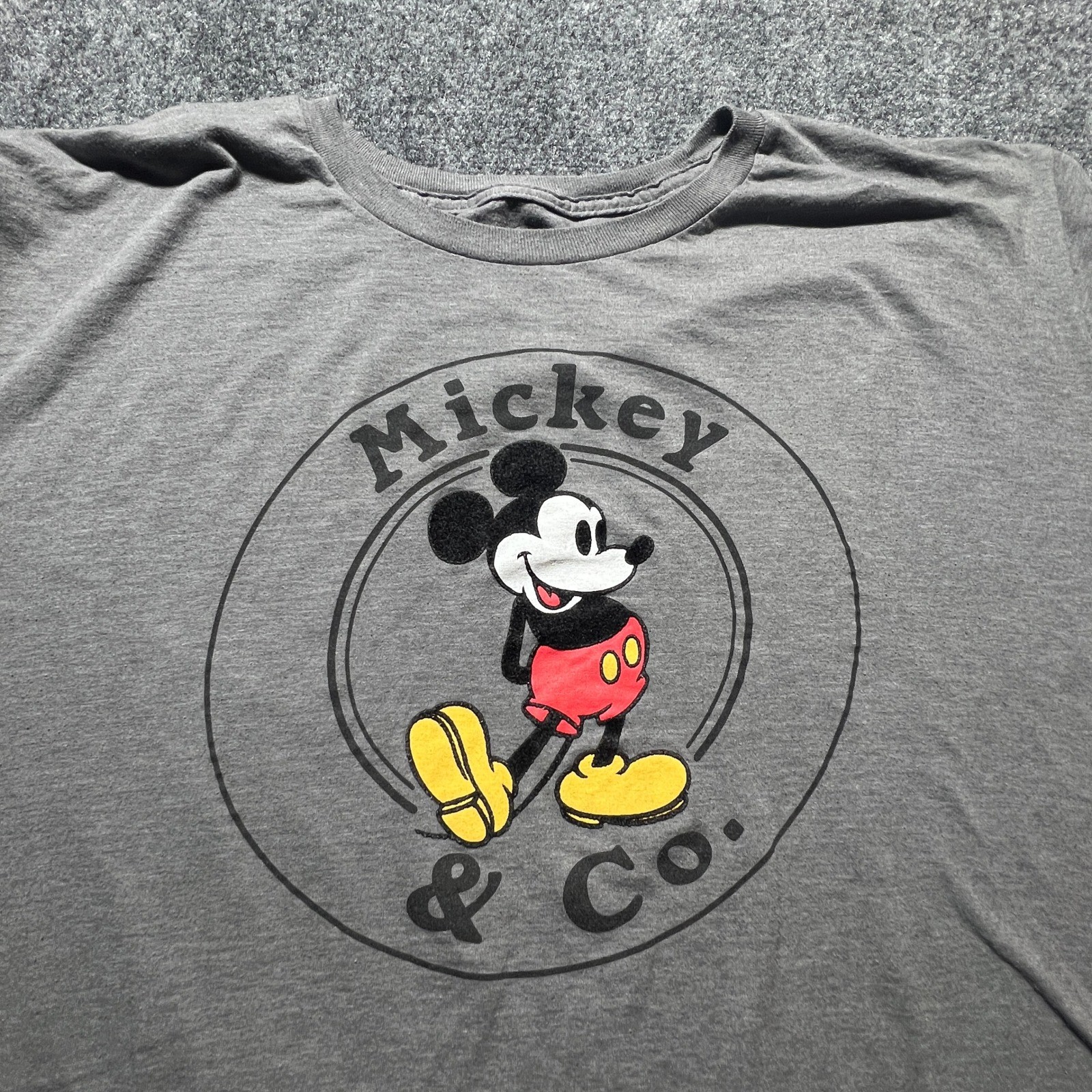 Disney Mickey & Co Mens 3XL Gray Graphic T-Shirt Mickey Mouse Short Sleeve Tee