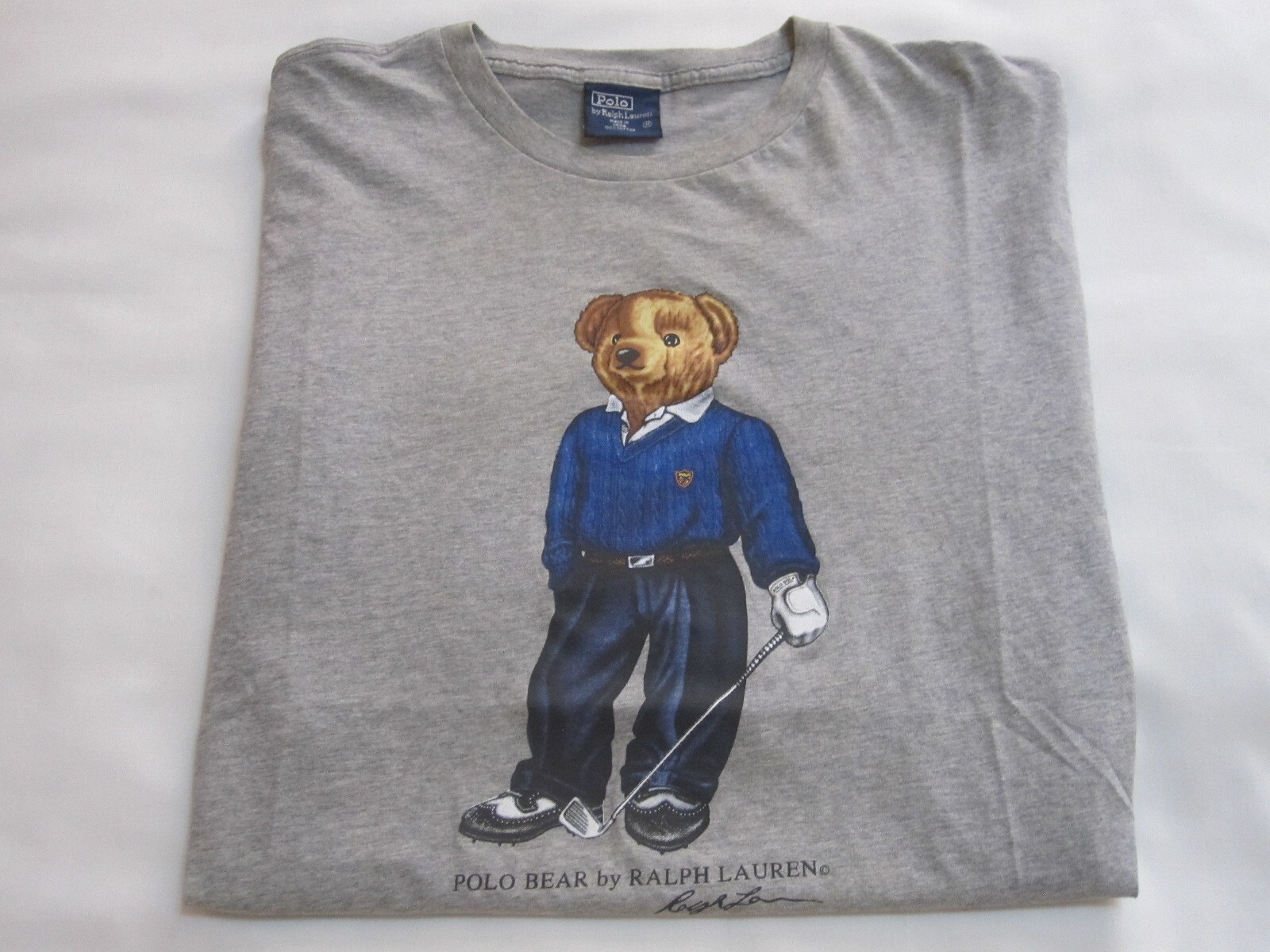Vintage 2000s Polo Ralph Lauren Classic Golf Bear T-Shirt (Grey | Medium)