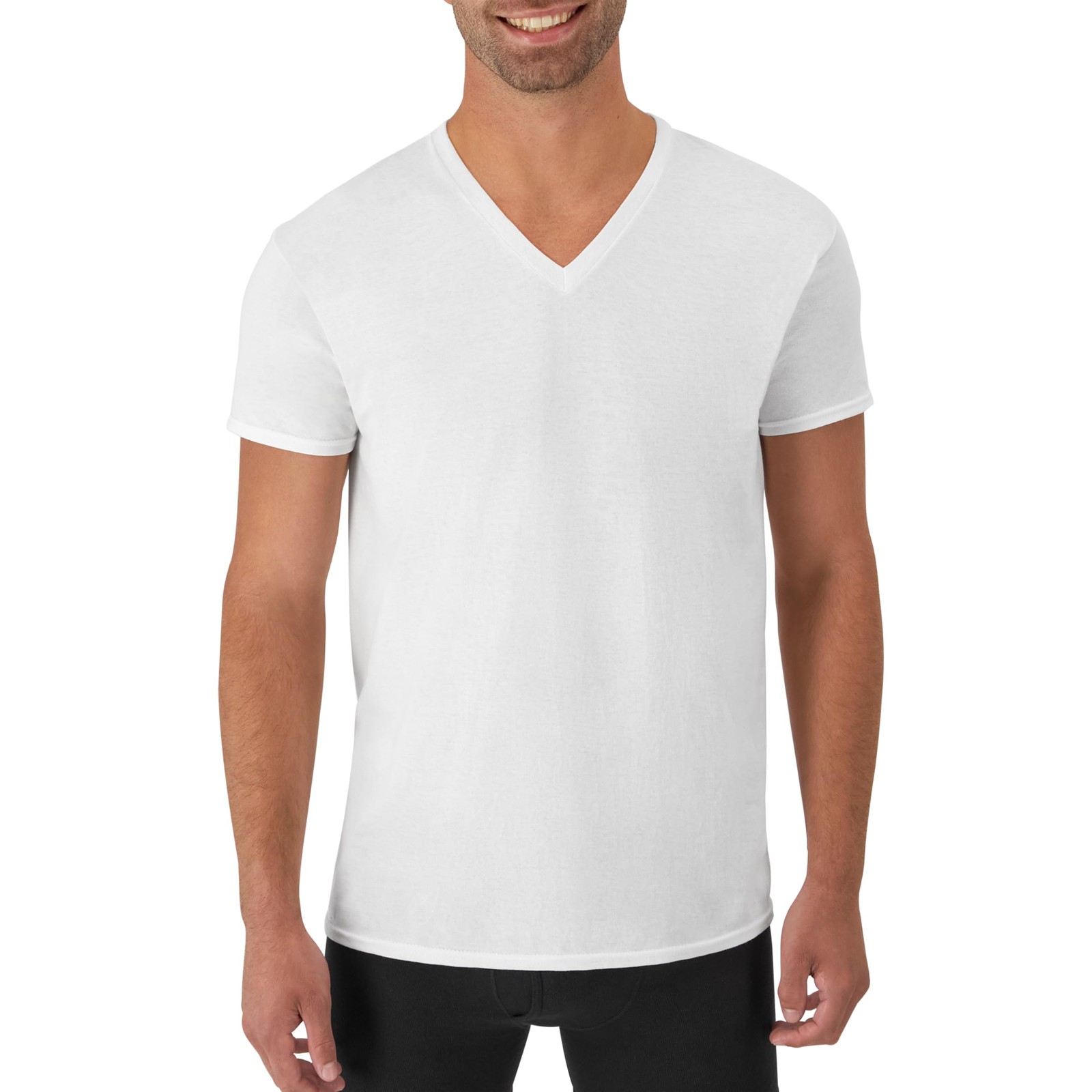 Hanes Mens Cotton, Moisture-wicking V-neck Tee Large, White – 6 Pack