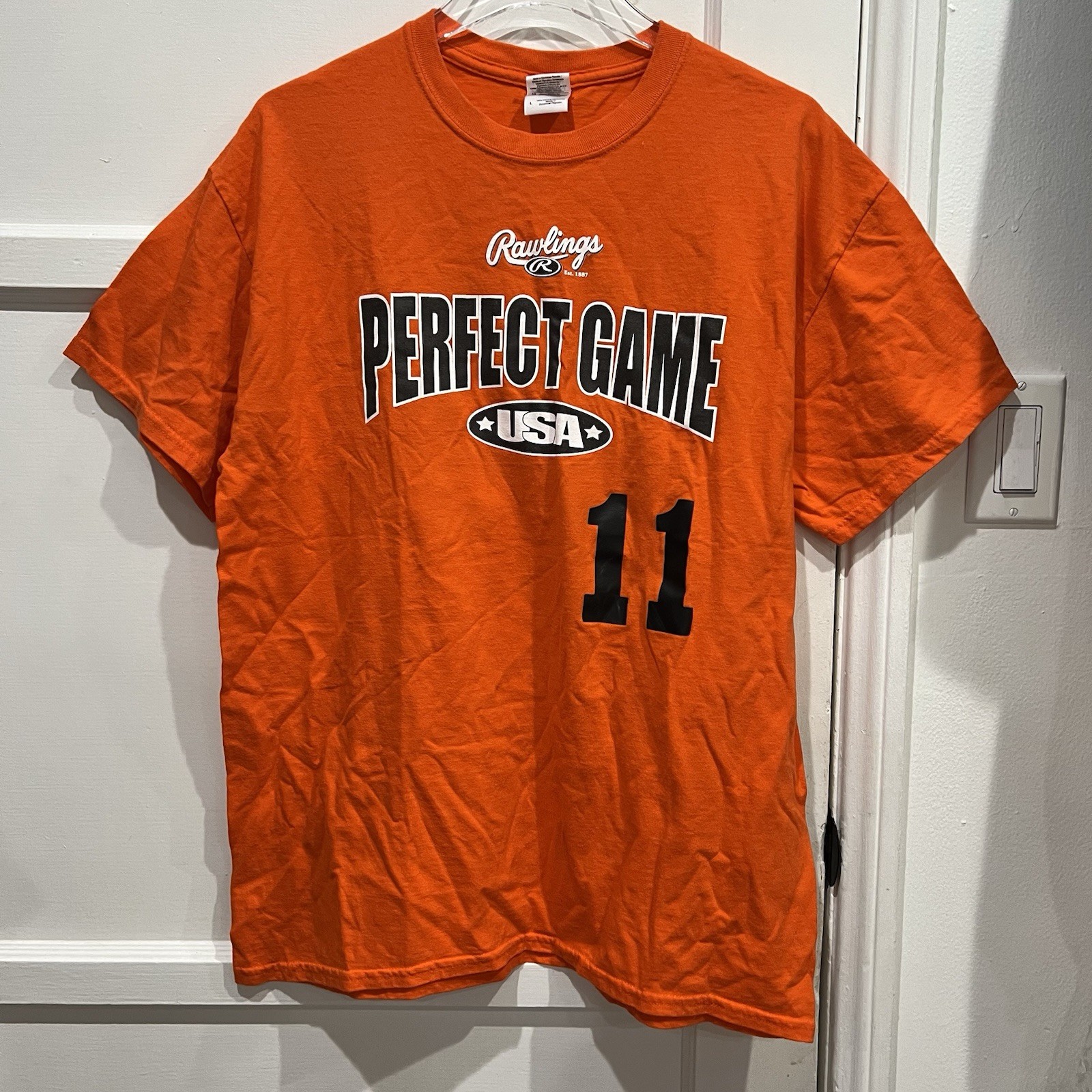 Rawlings Perfect Game USA Baseball T-Shirt Orange Men’s Size Large L Gildan