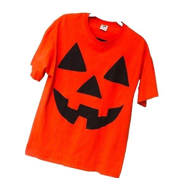 Halloween T Shirt Happy Jack O Lantern Cotton Trick Treat Pumpkin Mens L Womens
