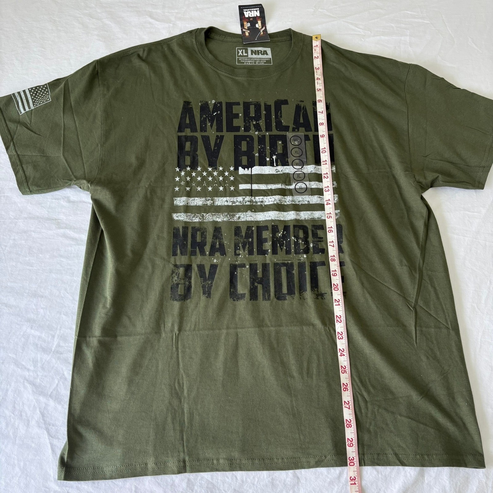 NRA American By Birth Member By Choice Graphic T-Shirt Olive Green XL New