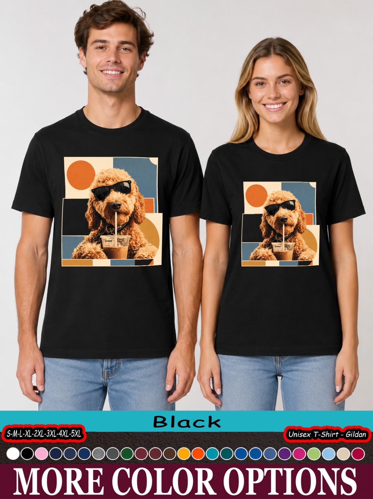 Goldendoodle Iced Coffee Shirt, Dog Sunglasses Pup Graphic Tee-tien