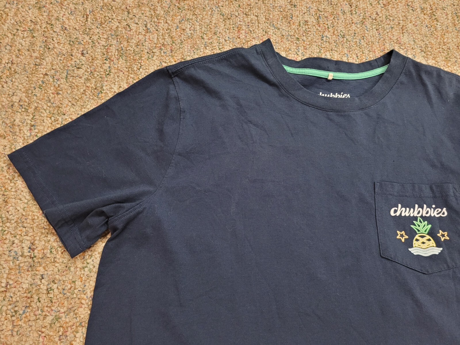 Chubbies Shirt Mens 2XL Blue Pocket Tee Logo Taco Weekend Neon Pineapple Casual