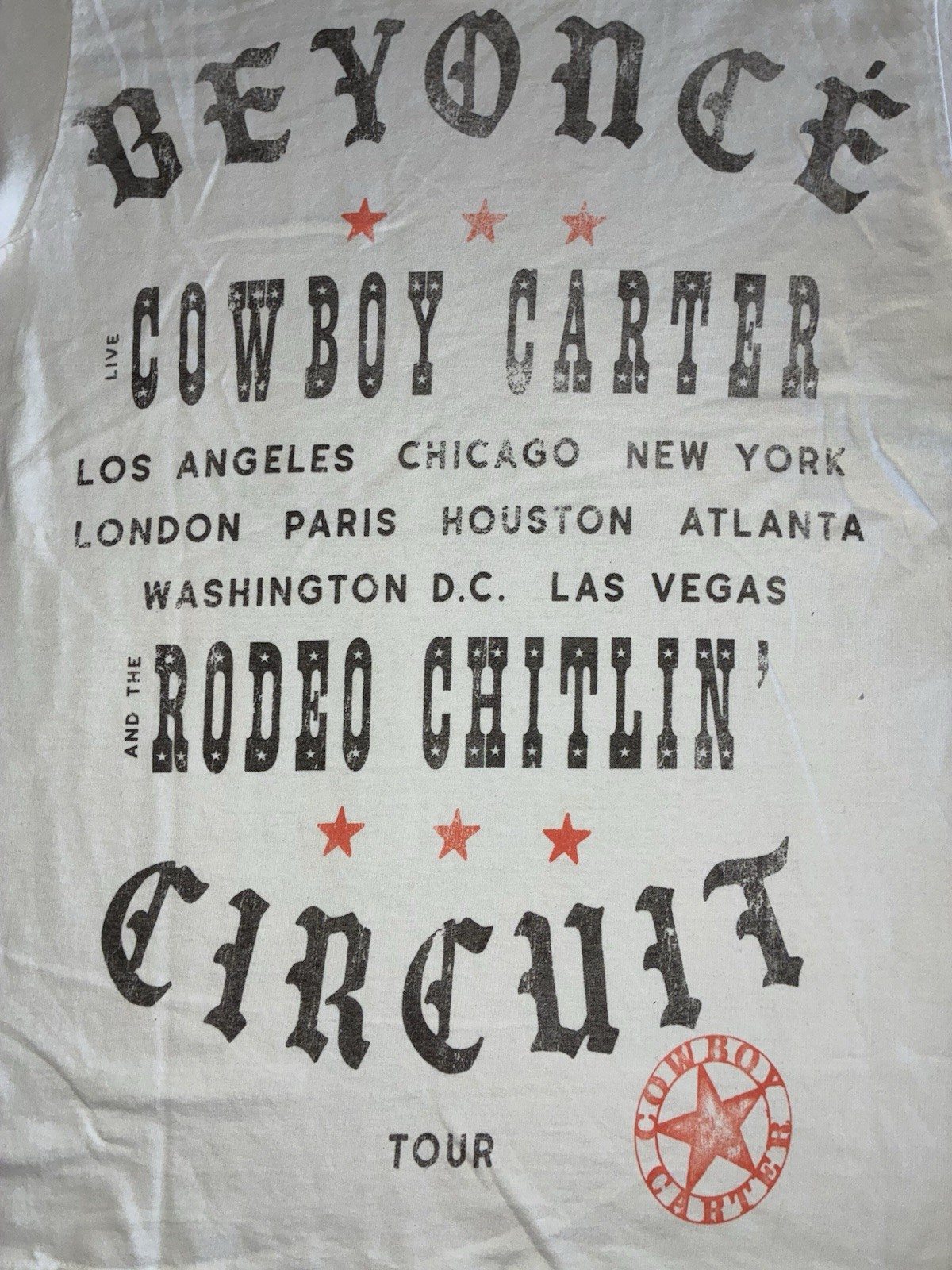 Beyonce Most Wanted Tee S White Cowboy Carter Tour 2025 Merch NEW *hole