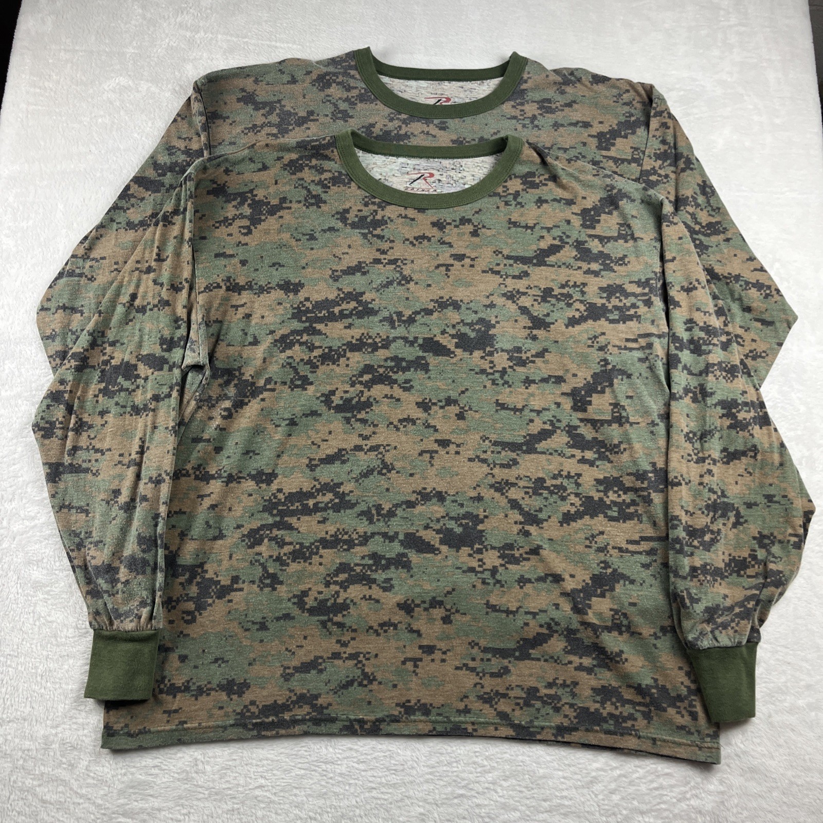 2 Rothco Woodland Digital Camo Shirt Men’s Size 2XL Long Sleeve Jersey 5496