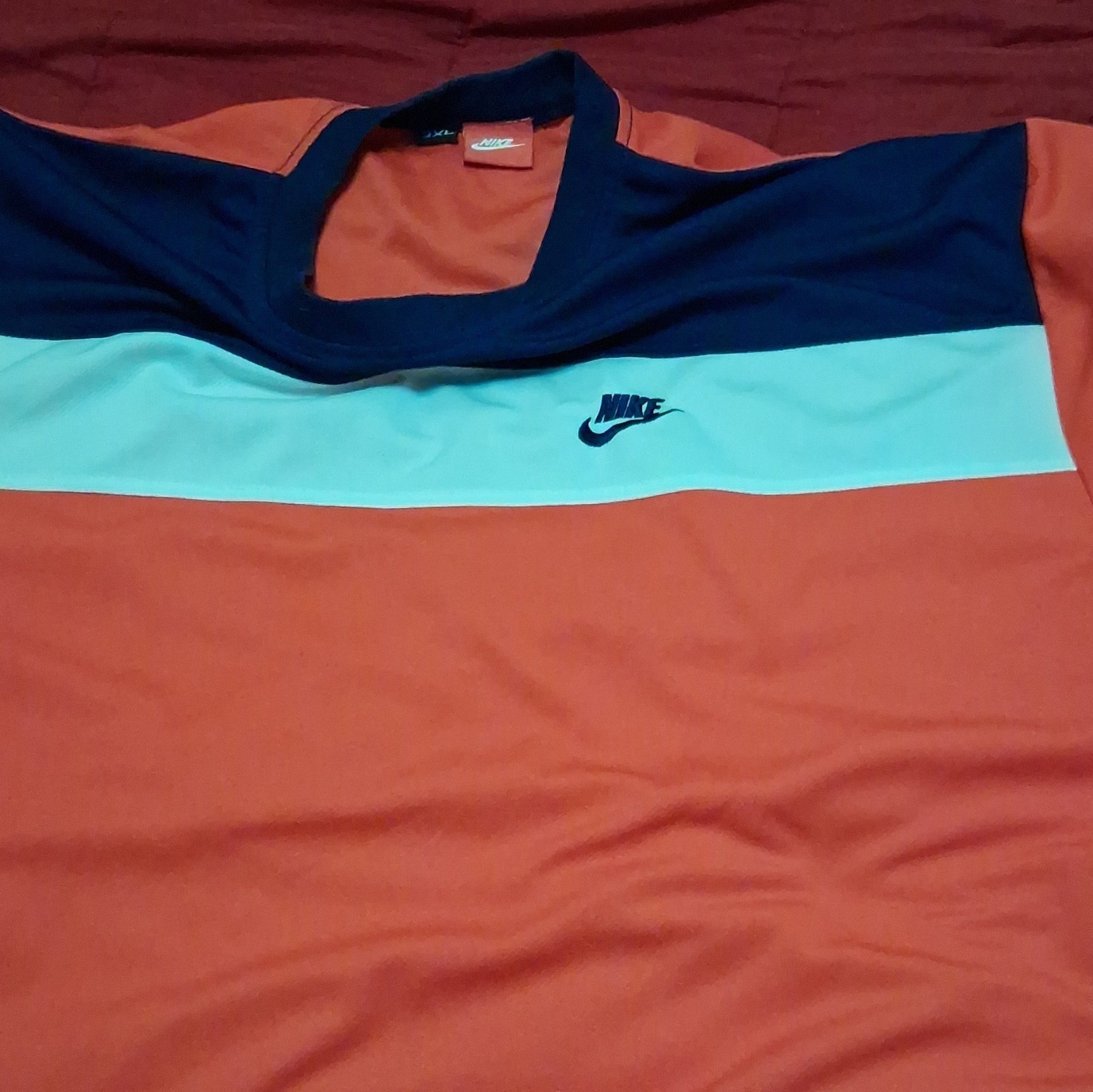 Nike Men’s 3XL Orange/Blue/Light Blue Crew Neck Short Sleeve Logo Tee