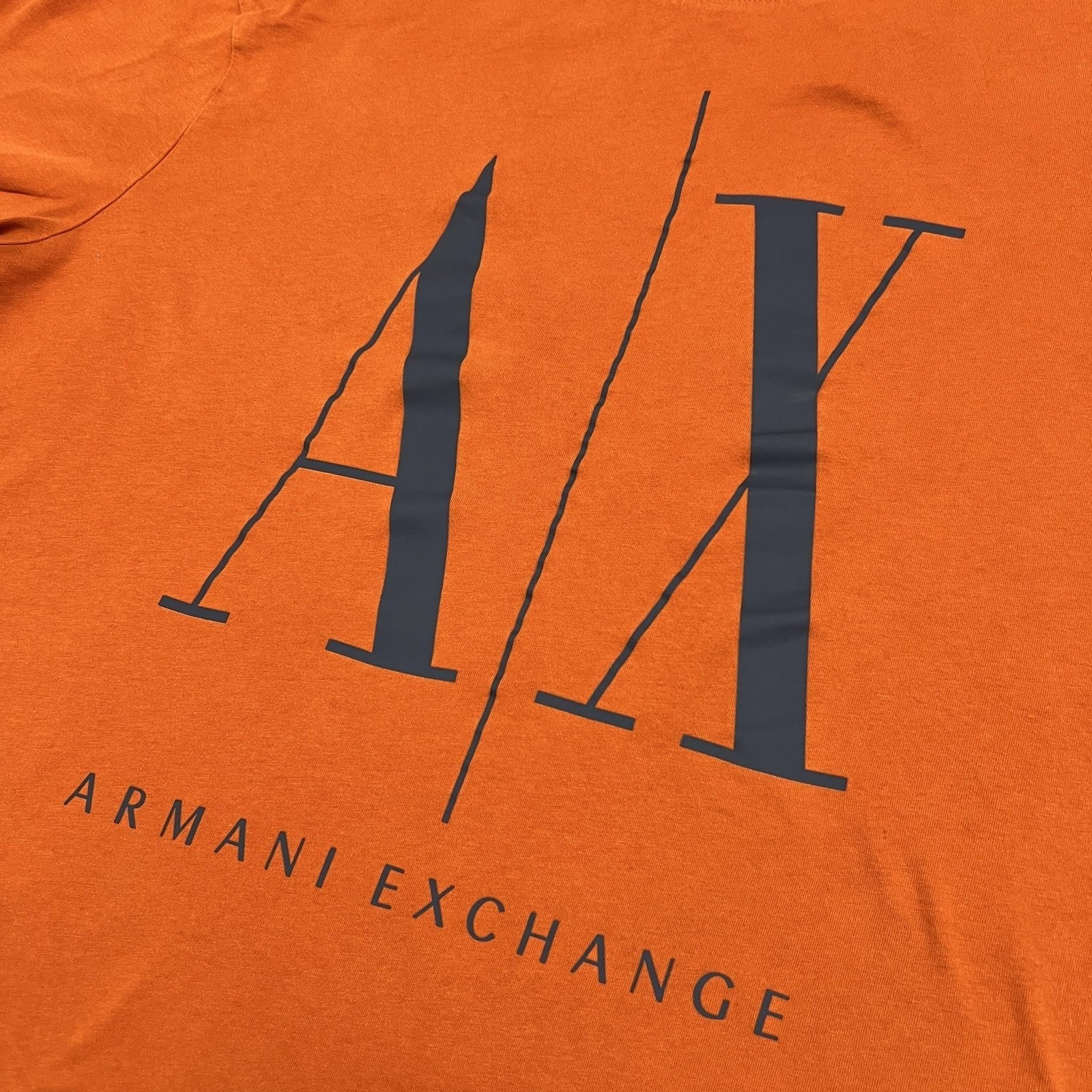 Armani Exchange Shirt Mens Medium Orange A/X Logo Graphic Cotton Tee Designer