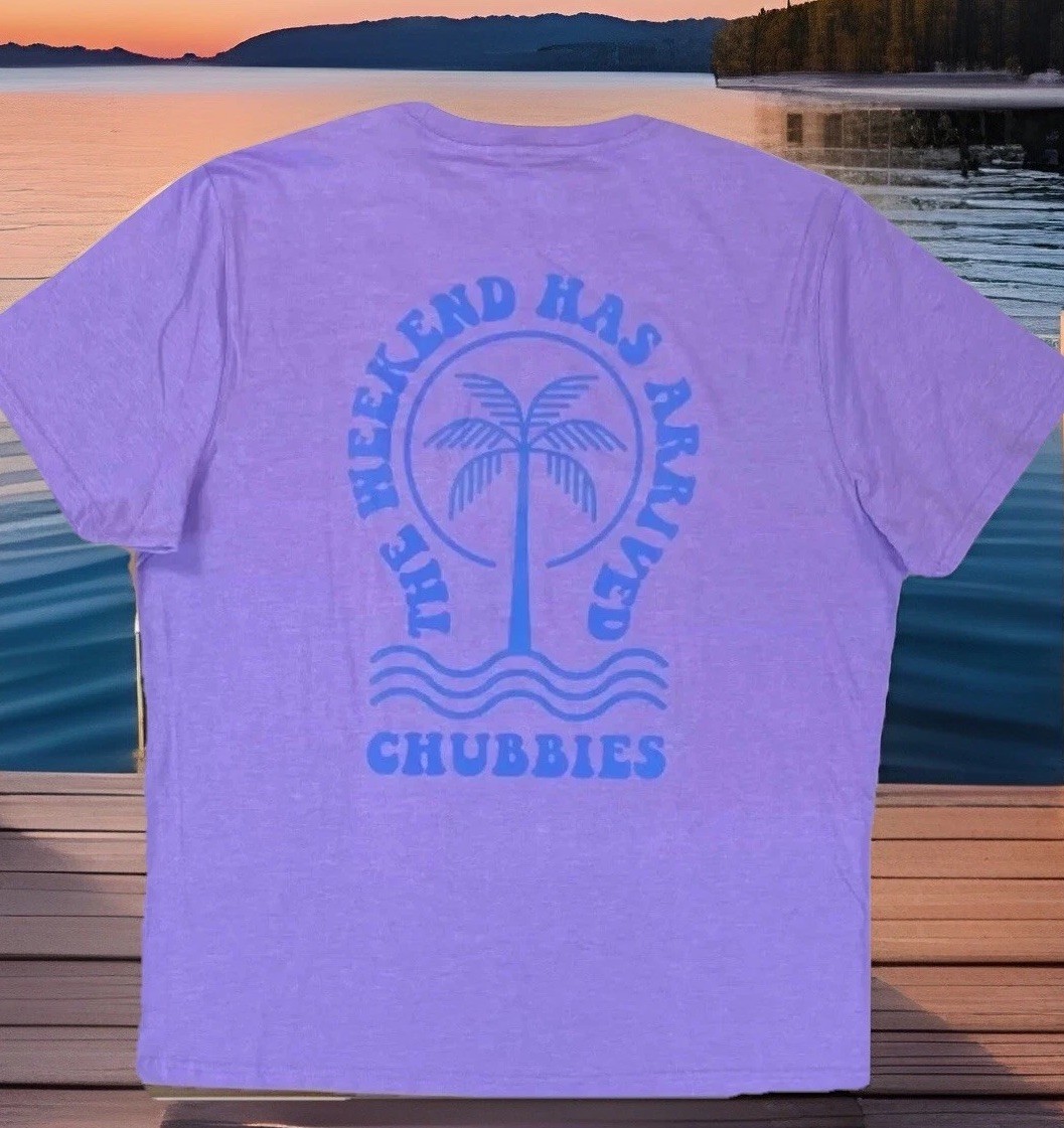 Chubbies T Shirt Weekend Has Arrived Purple The Relaxer Short Sleeve Mens L