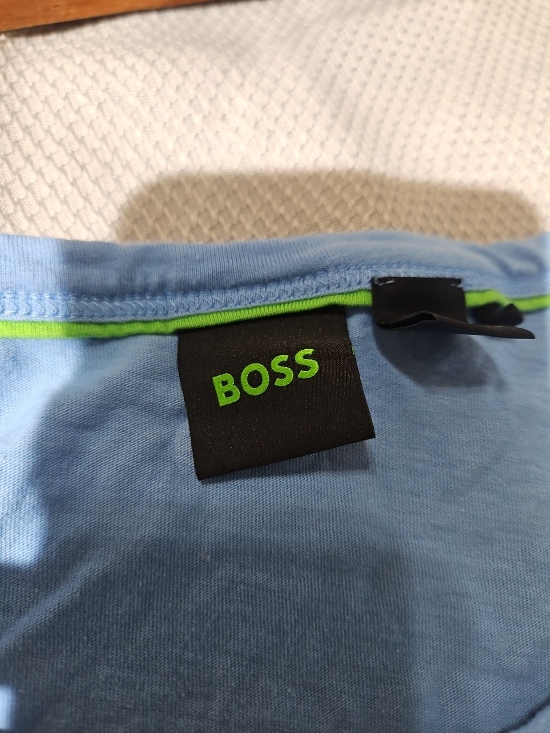 Hugo Boss Shirt Mens XXL 2XL Blue Textured Spellout Casual Streetwear Tee