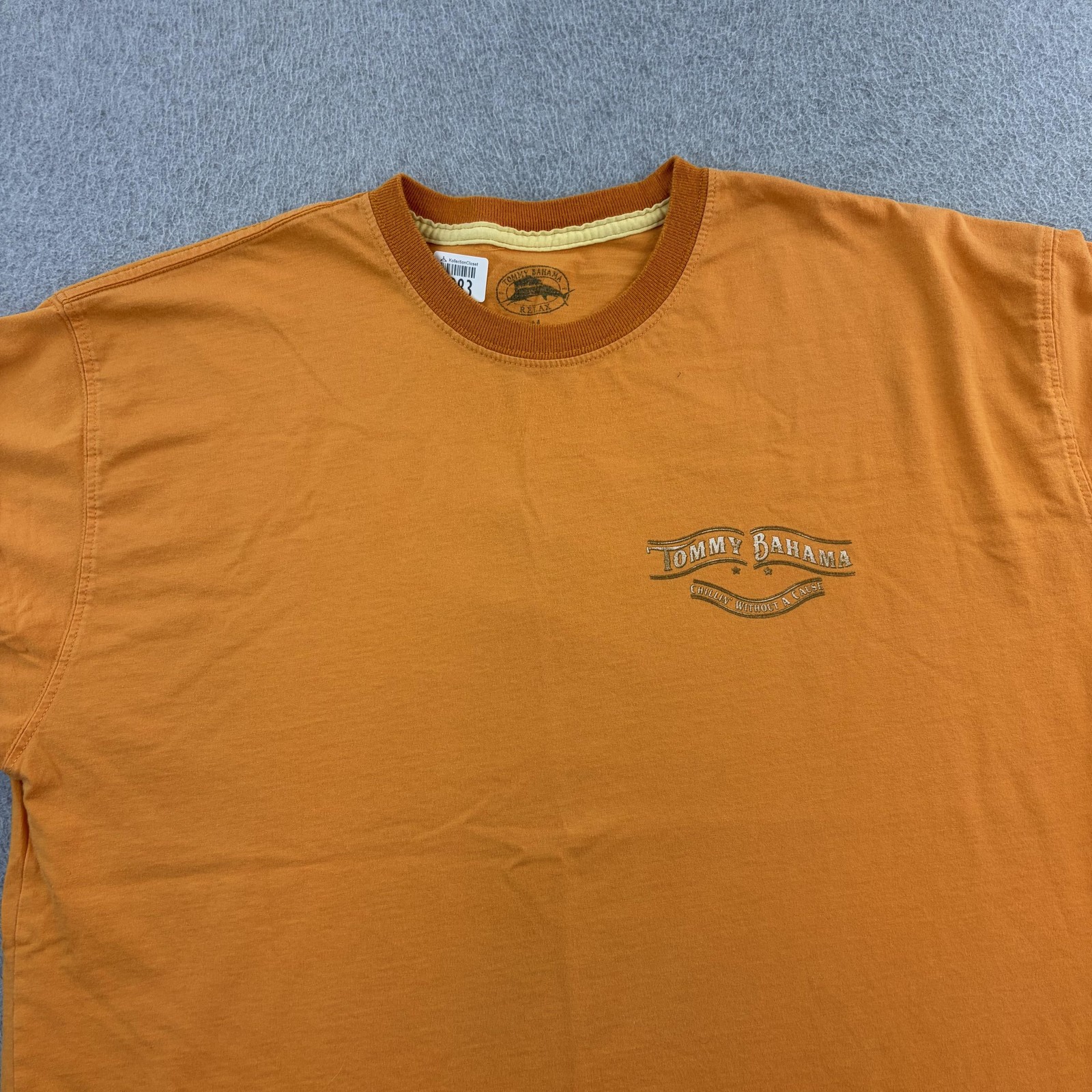 Tommy Bahama Shirt Mens Medium Orange Motorcycle Chillin Without Cause Tee Adult