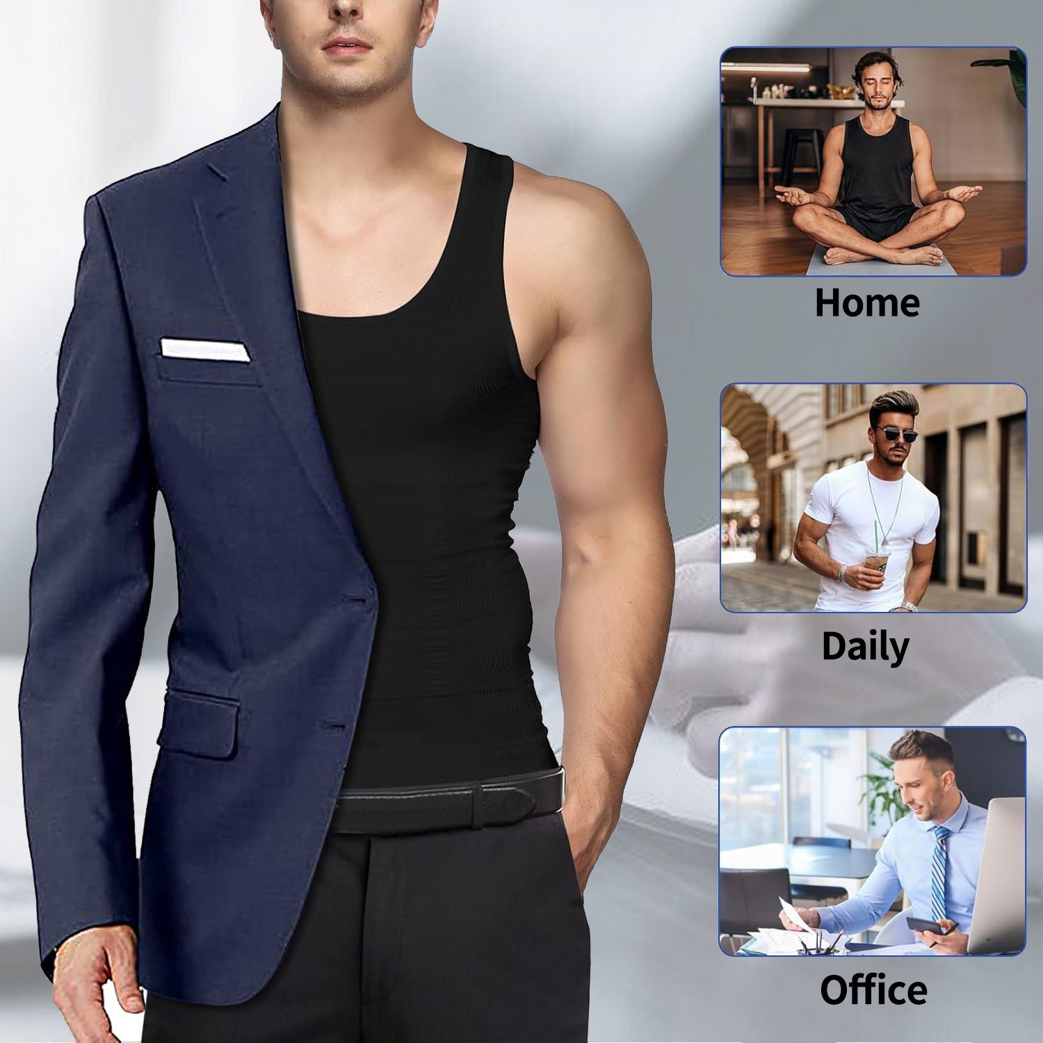 Gynecomastia Moobs Compression Vest Shirts Men Tank Top Slimming Body Shaper US