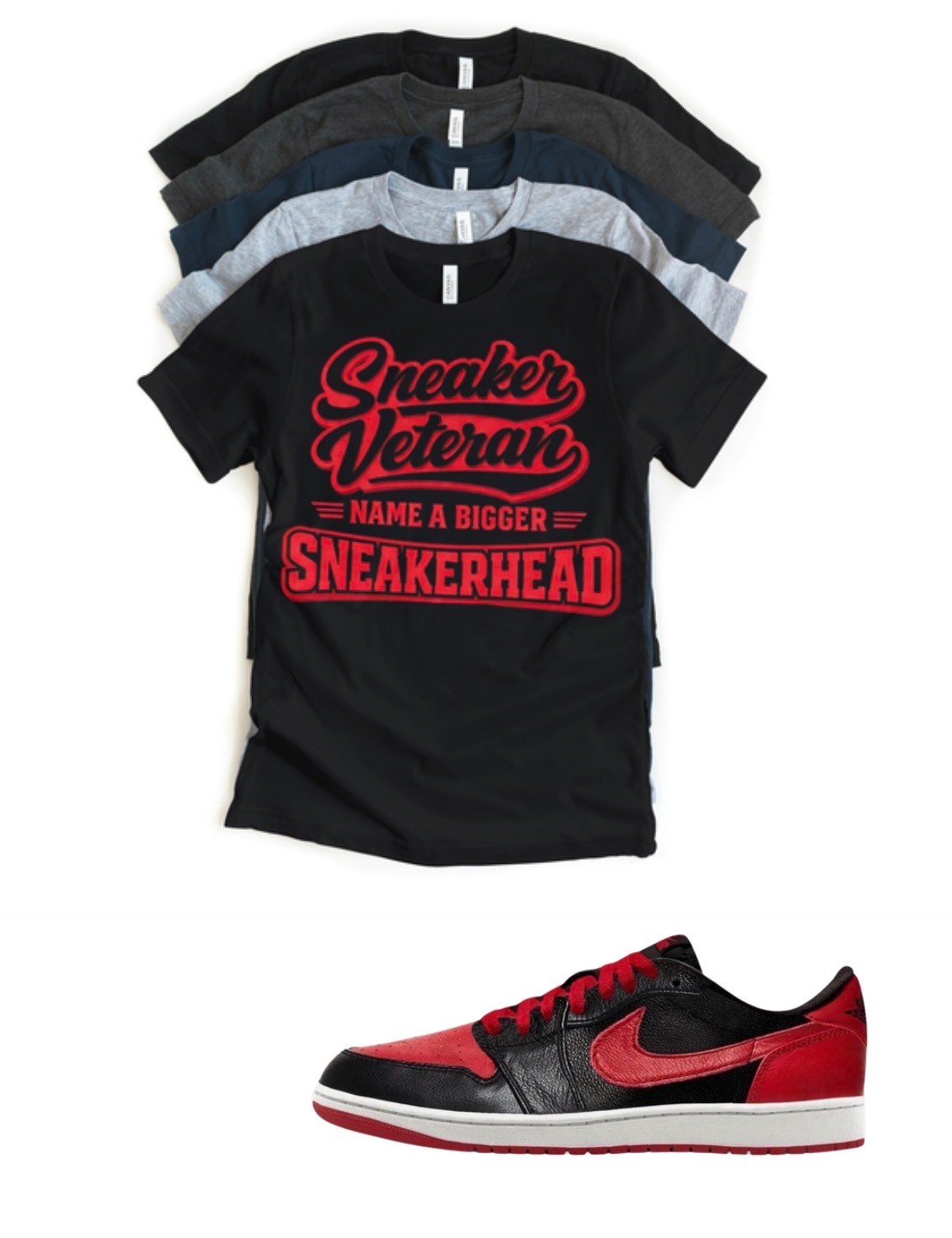 Shirt to match Jordan 1 Lo Banned OG Matching Tee Streetwear Black and Red