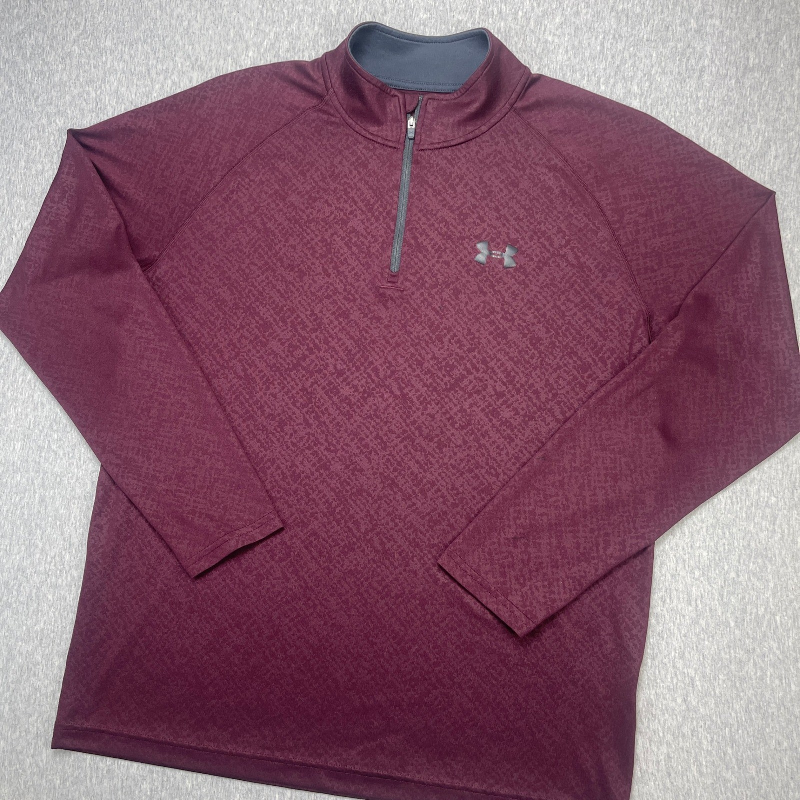Under Armour Pullover Mens Medium HeatGear 1/4 Zip Maroon Graphic EUC
