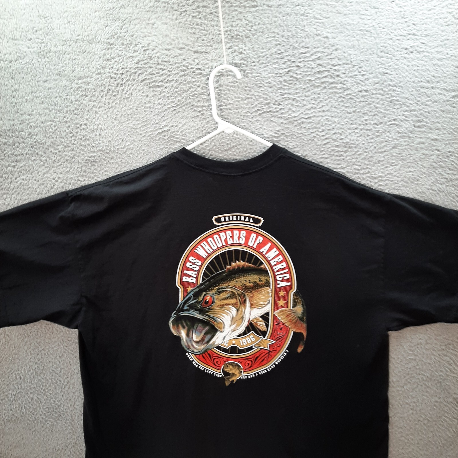 Gildan Shirt Adult 2XL XXL Black Large Mouth Bass Fishing Outdoors Sportsman