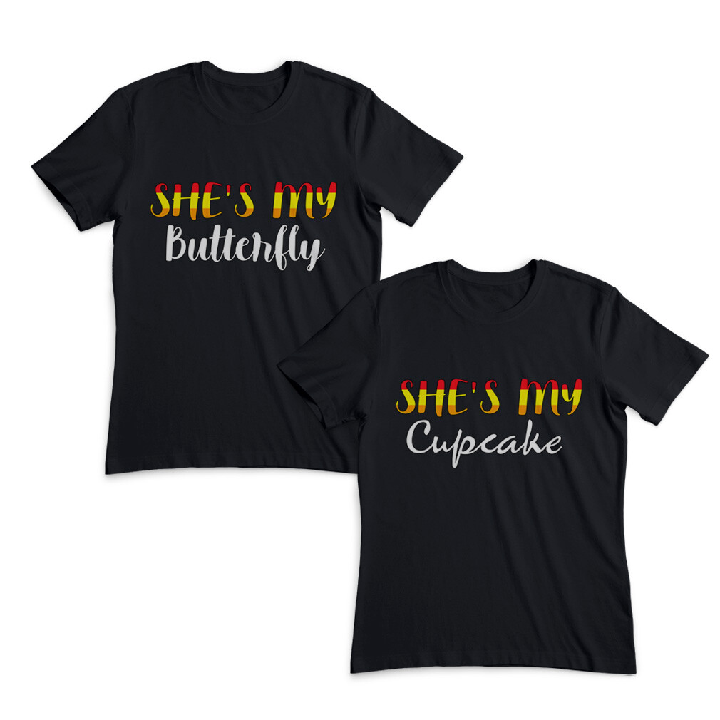 Valentines Day Couples Matching Outfits She Is My Cupcake She Is My Butterfly